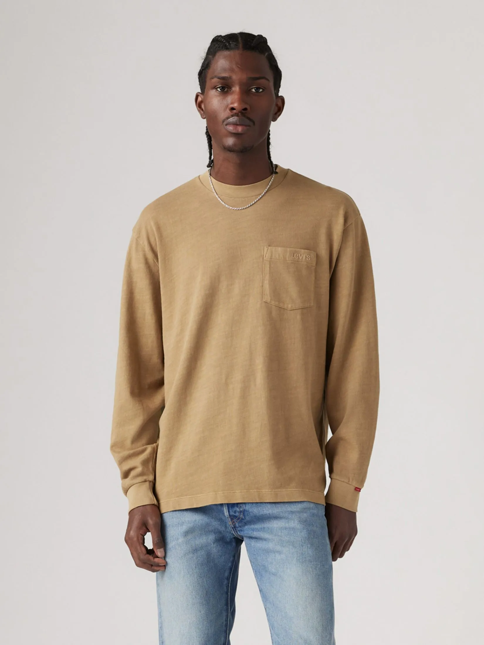 LEVI'S Men's Long-Sleeve Authentic Pocket T-Shirt Yellow LEVI'S Men's Long-Sleeve Authentic Pocket T-Shirt Yellow