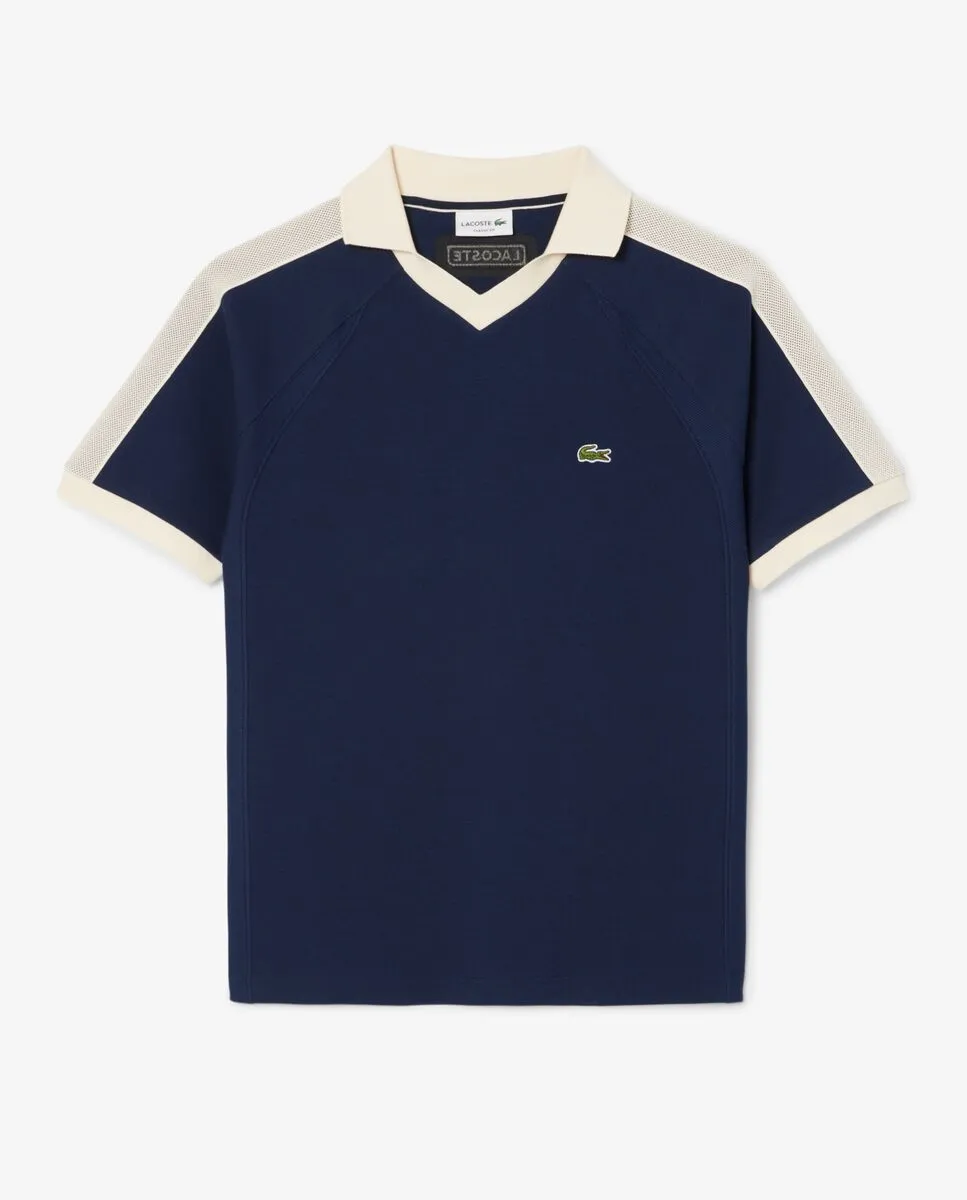 LACOSTE Classic Fit Piqu  Panel Polo Shirt Blue LACOSTE Classic Fit Piqu  Panel Polo Shirt Blue