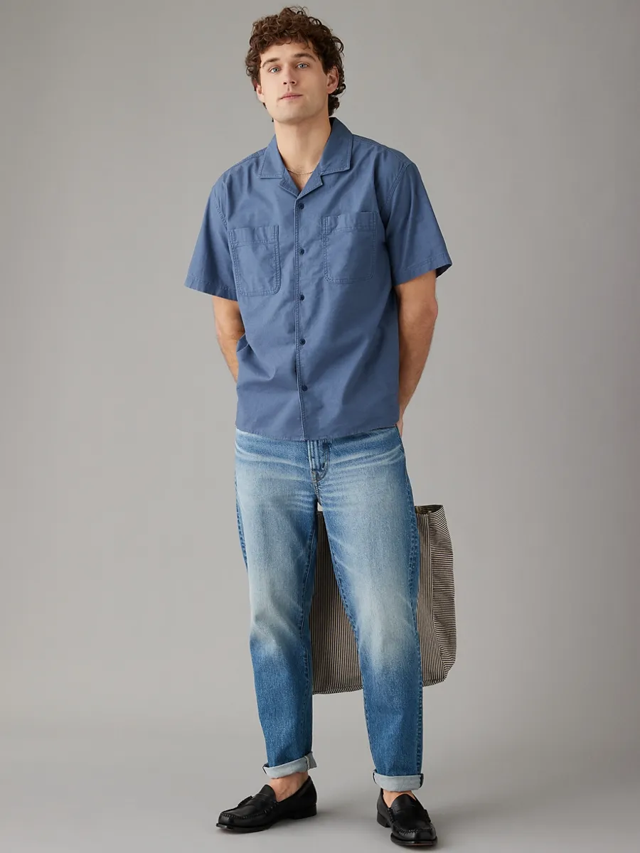 American Eagle MEN BUNGALOW NAVY SS OVERSIZED CAMP COLLAR PC DYE STRETCH OXFORD 436 ROCKY BLUE American Eagle MEN BUNGALOW NAVY SS OVERSIZED CAMP COLLAR PC DYE STRETCH OXFORD 436 ROCKY BLUE