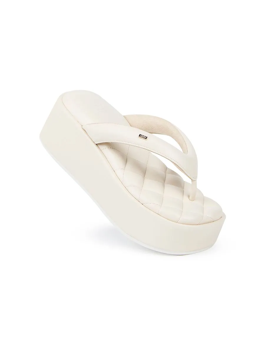 SHU WOMEN  PALETTE SOFT 2.5" BARE SKIN THONG WEDGES - WHITE SHU WOMEN  PALETTE SOFT 2.5" BARE SKIN THONG WEDGES - WHITE