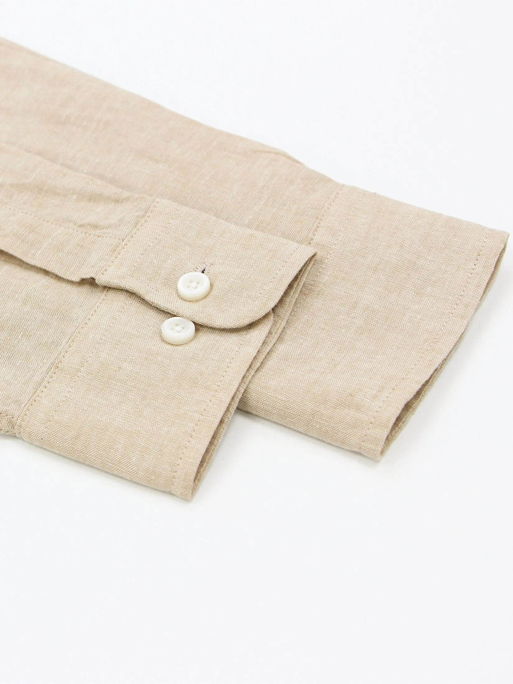 GIORDANO Men's Slim Mandarin Collar Linen Shirt Crockery khaki GIORDANO Men's Slim Mandarin Collar Linen Shirt Crockery khaki