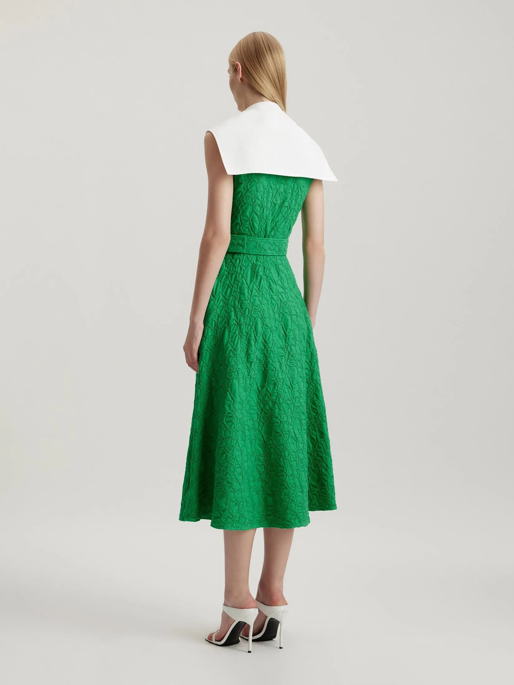 ASAVA (AW24) Pointy Collar Women Dress Green ASAVA (AW24) Pointy Collar Women Dress Green