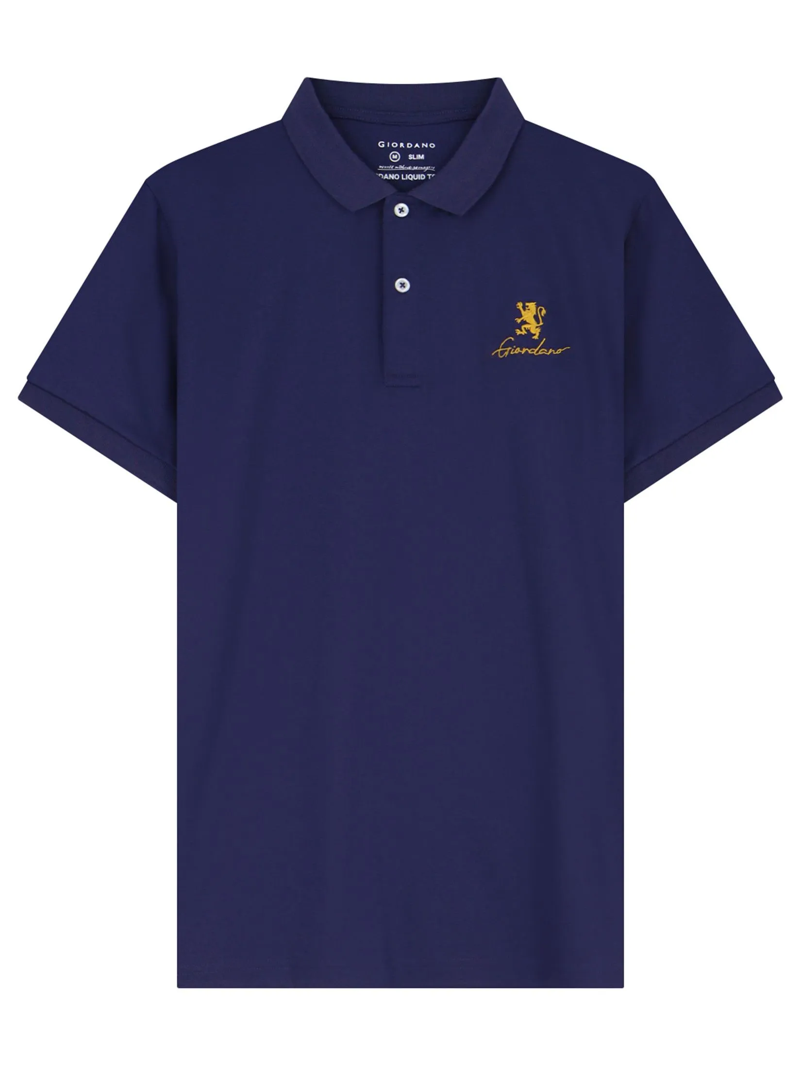 GIORDANO Men's Slim Interlock Plain Polo (Liquid Touch) Eclipse navy GIORDANO Men's Slim Interlock Plain Polo (Liquid Touch) Eclipse navy