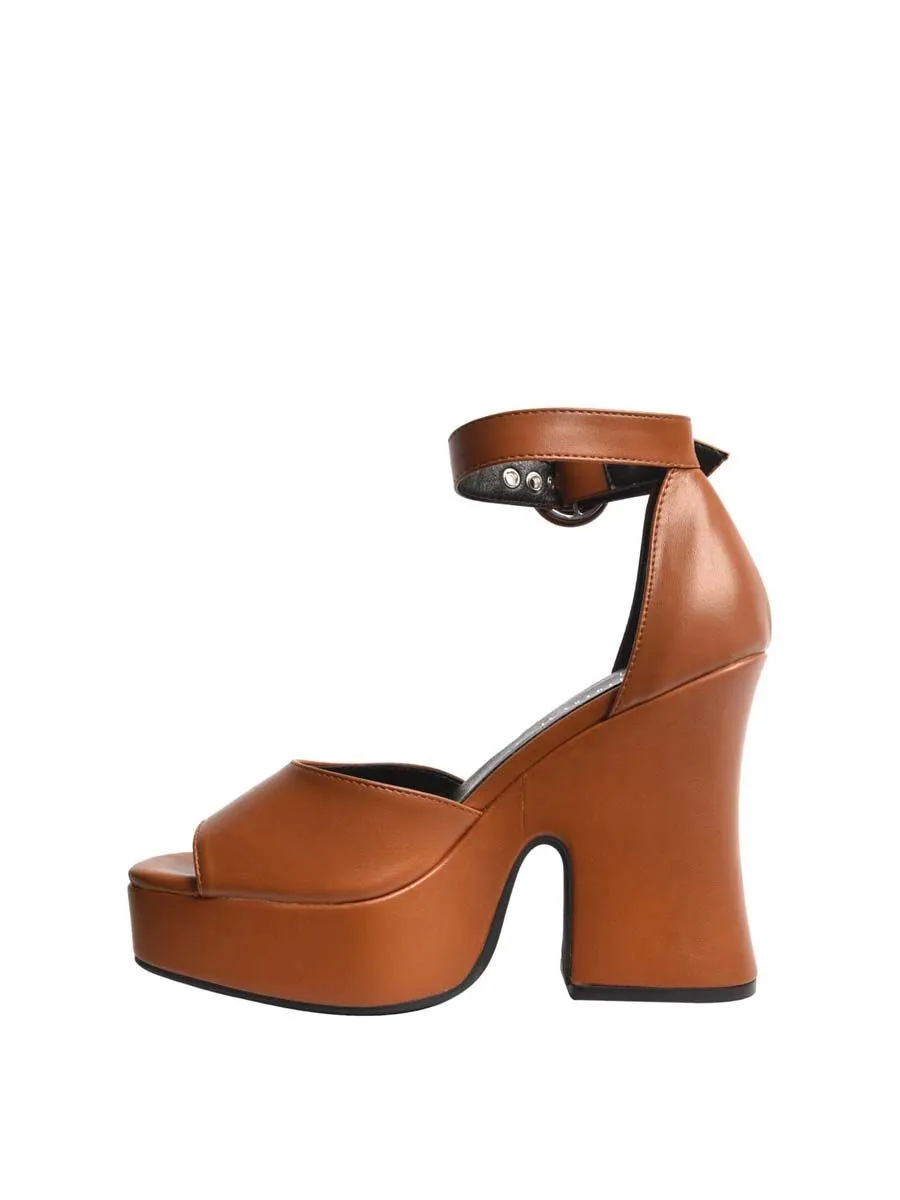 VILLAINS SF XIDORN Women's Platform Heeled Sandals TAN PU VILLAINS SF XIDORN Women's Platform Heeled Sandals TAN PU