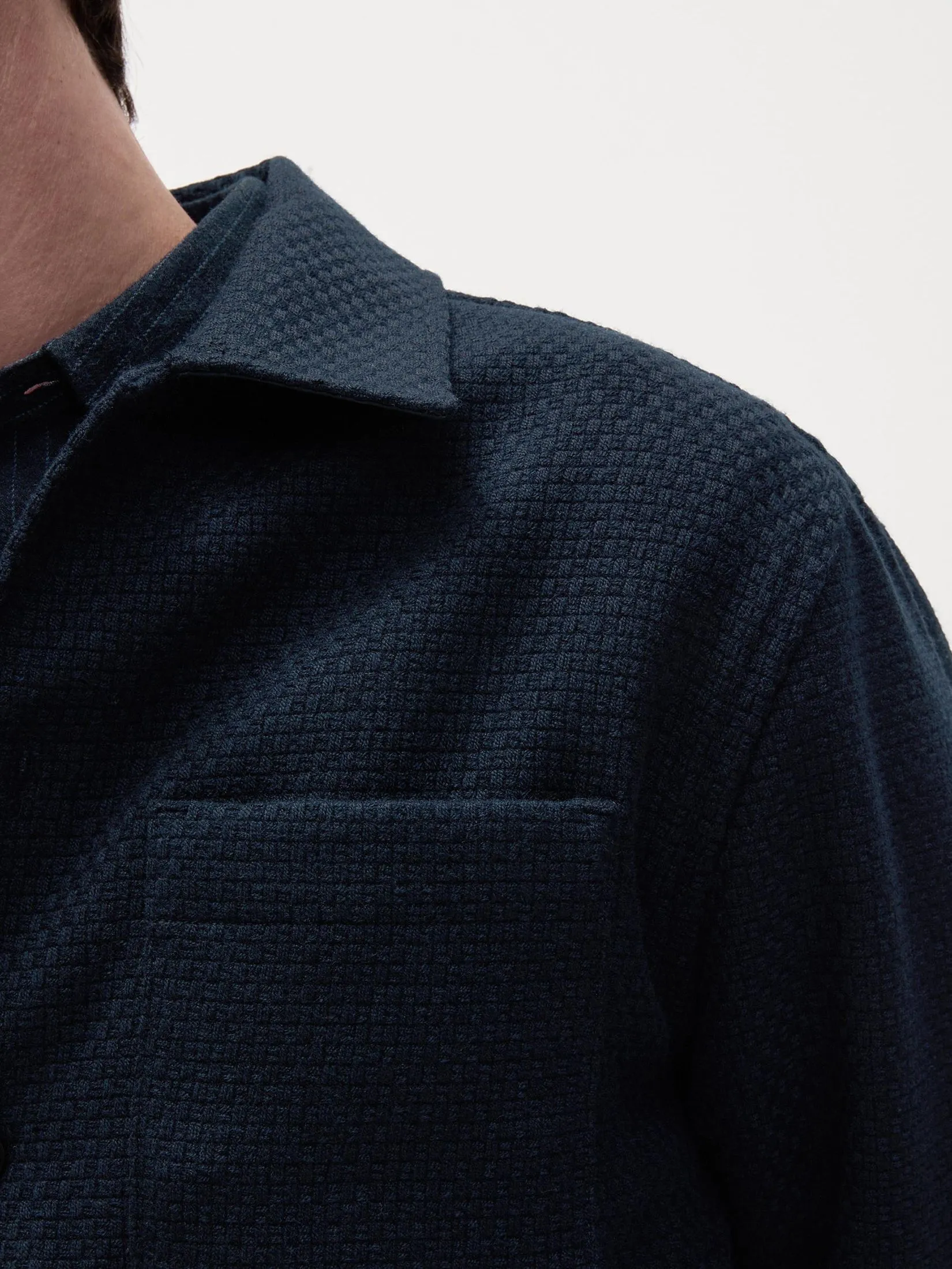 MARKS & SPENCER Men Shirt Waffle Overshirt Navy Mix MARKS & SPENCER Men Shirt Waffle Overshirt Navy Mix