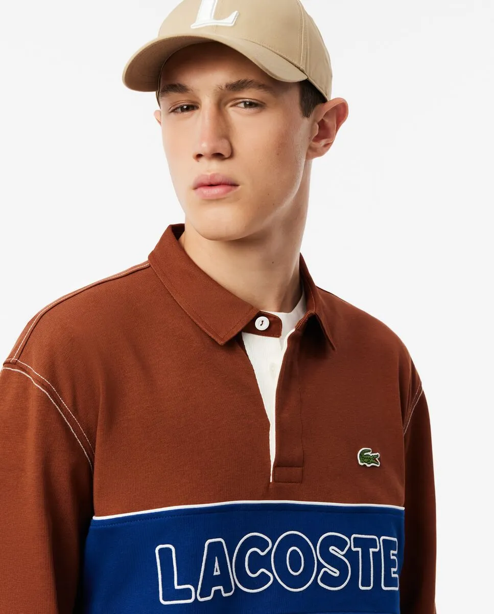 LACOSTE Relaxed Fit Cotton Rugby Shirt Brown