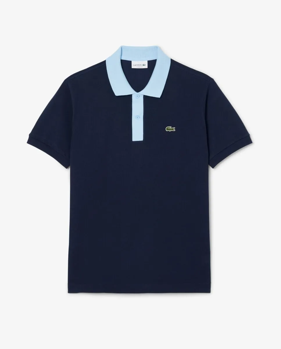 LACOSTE Classic Fit Contrast Collar L.12.12 Polo Shirt Blue LACOSTE Classic Fit Contrast Collar L.12.12 Polo Shirt Blue