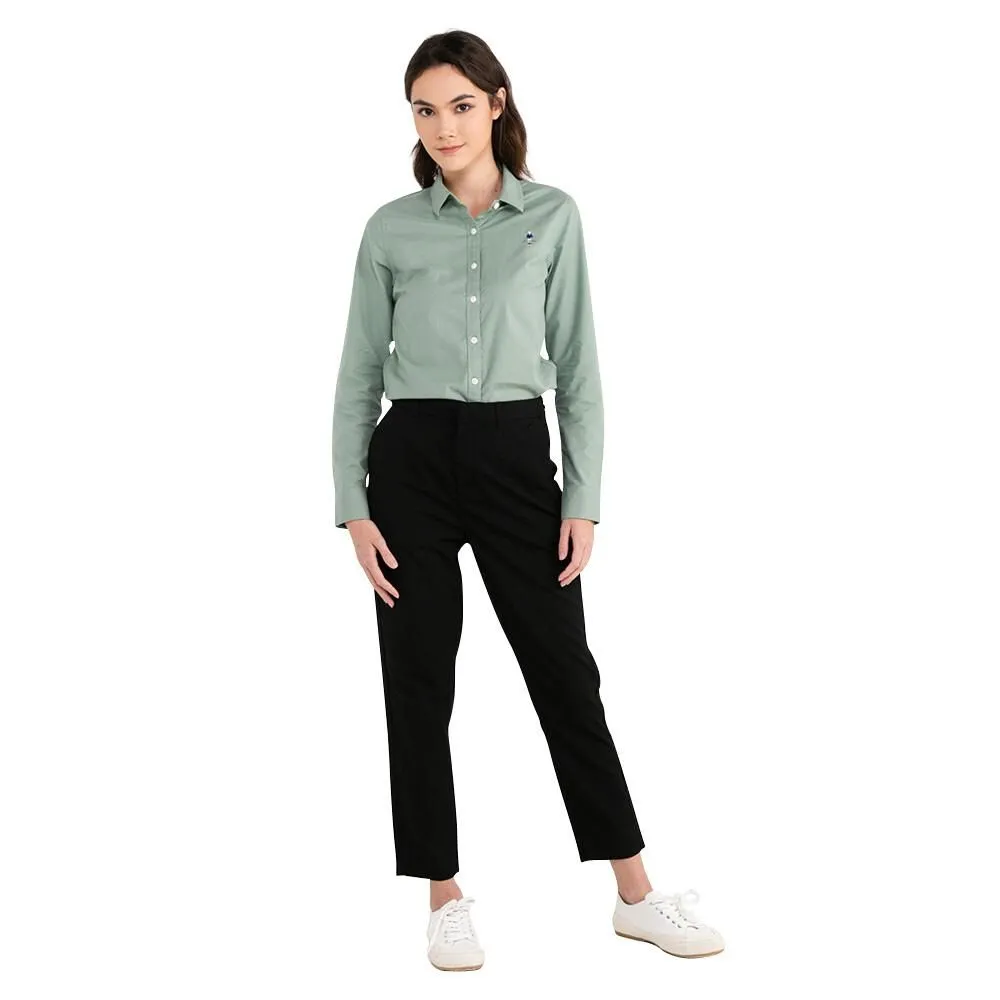 GIORDANO Black Women's High-waist Regular Tapered Fit Elastic Waist Khakis Pants 05413004 GIORDANO Black Women's High-waist Regular Tapered Fit Elastic Waist Khakis Pants 05413004