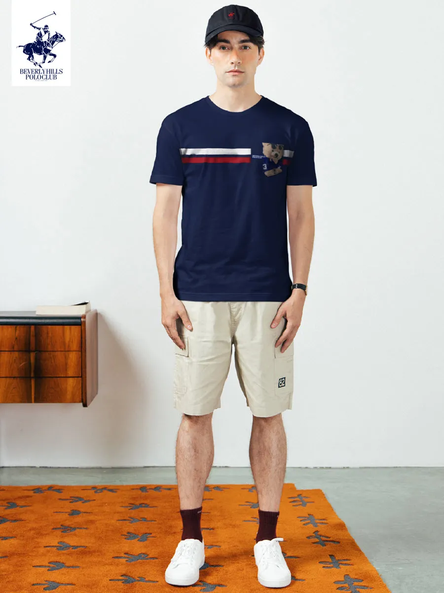 BEVERLY HILLS POLO CLUB Dark blue Unisex T-Shirt REGULAR-FIT Model BNSR164 BEVERLY HILLS POLO CLUB Dark blue Unisex T-Shirt REGULAR-FIT Model BNSR164