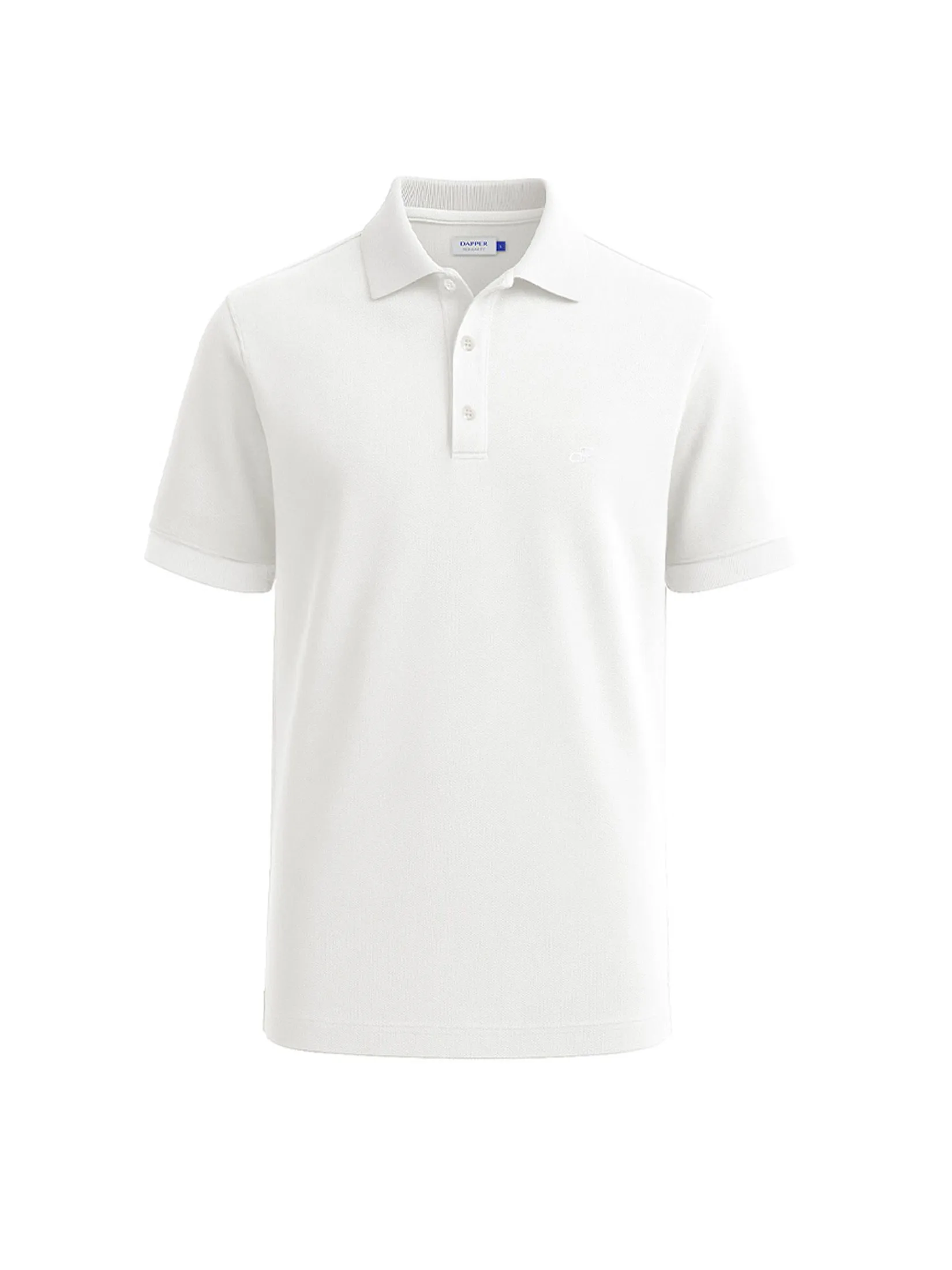 DAPPER DAPPER DP Iconic Piqué Polo Shirt White DAPPER DAPPER DP Iconic Piqué Polo Shirt White