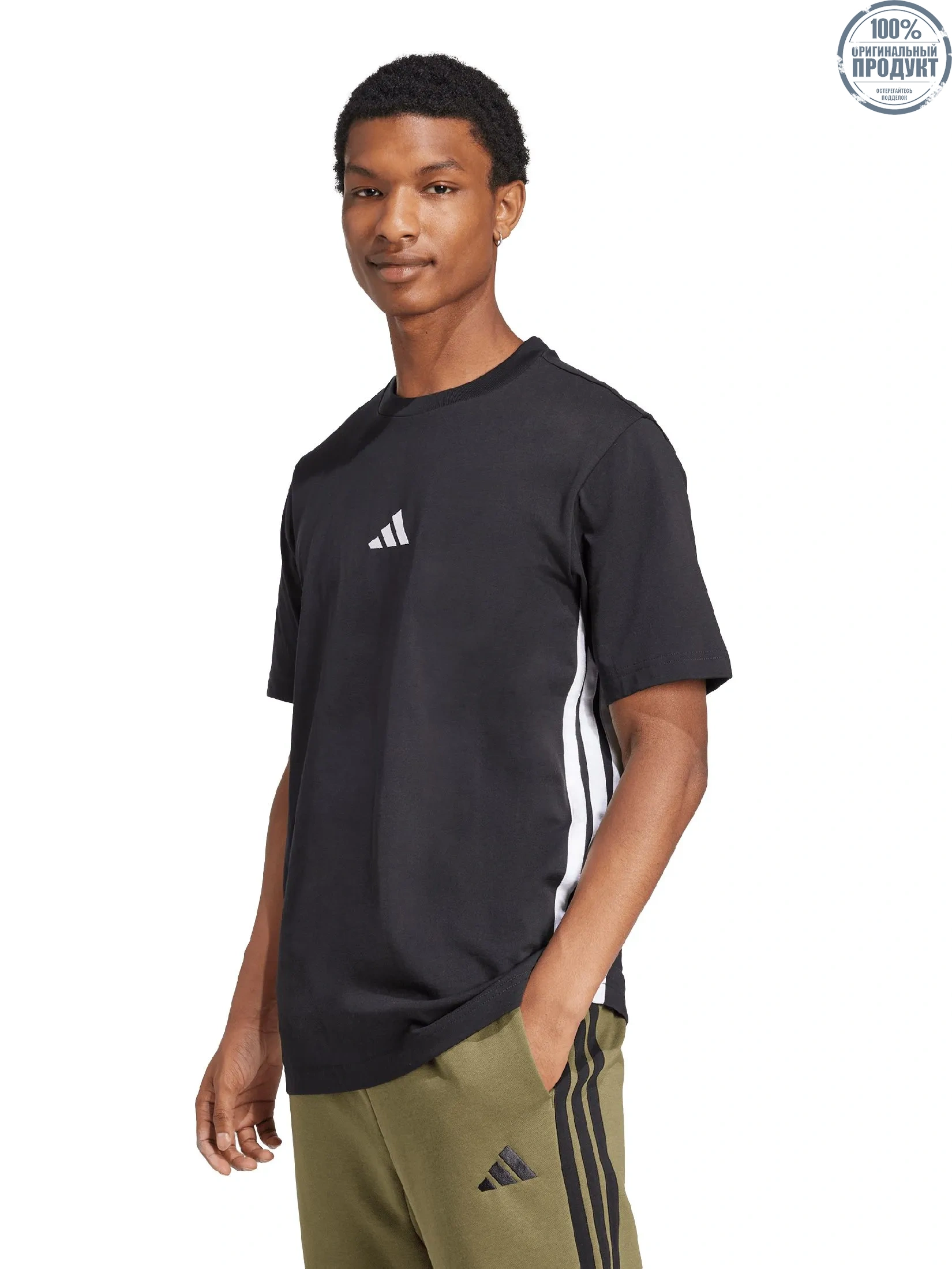 ADIDAS Men Jersey T-Shirt Essentials 3-Stripes Single JD1906 Black / Blackwhite ADIDAS Men Jersey T-Shirt Essentials 3-Stripes Single JD1906 Black / Blackwhite