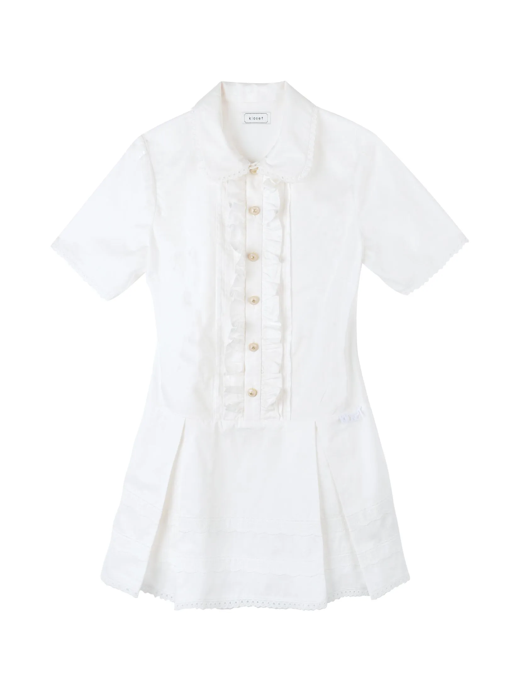 KLOSET (SS25) Women Collared Button-Front Dress White KLOSET (SS25) Women Collared Button-Front Dress White