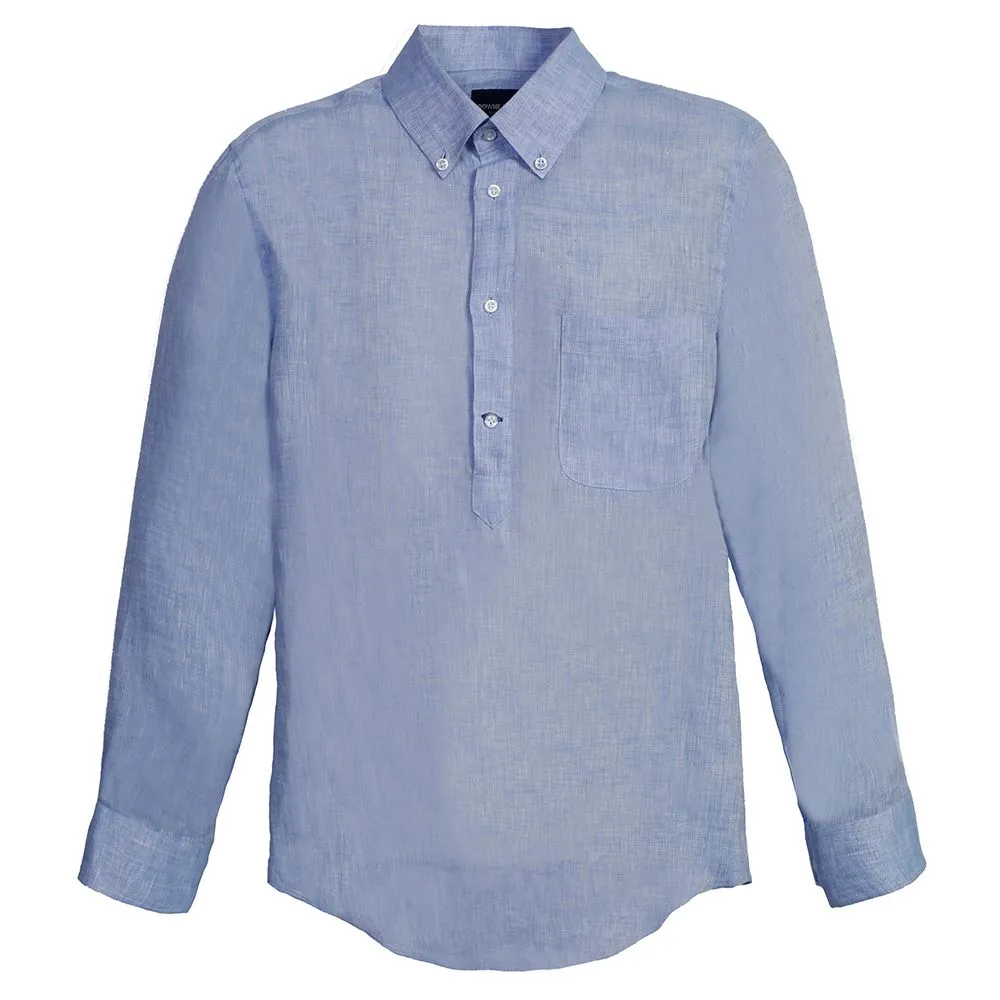 BROWNE & CO. Blue Linen Long Sleeves Shirt BROWNE & CO. Blue Linen Long Sleeves Shirt