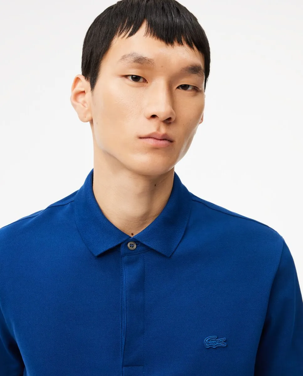 LACOSTE Regular Fit Paris Stretch Piqu  Polo Shirt Blue LACOSTE Regular Fit Paris Stretch Piqu  Polo Shirt Blue