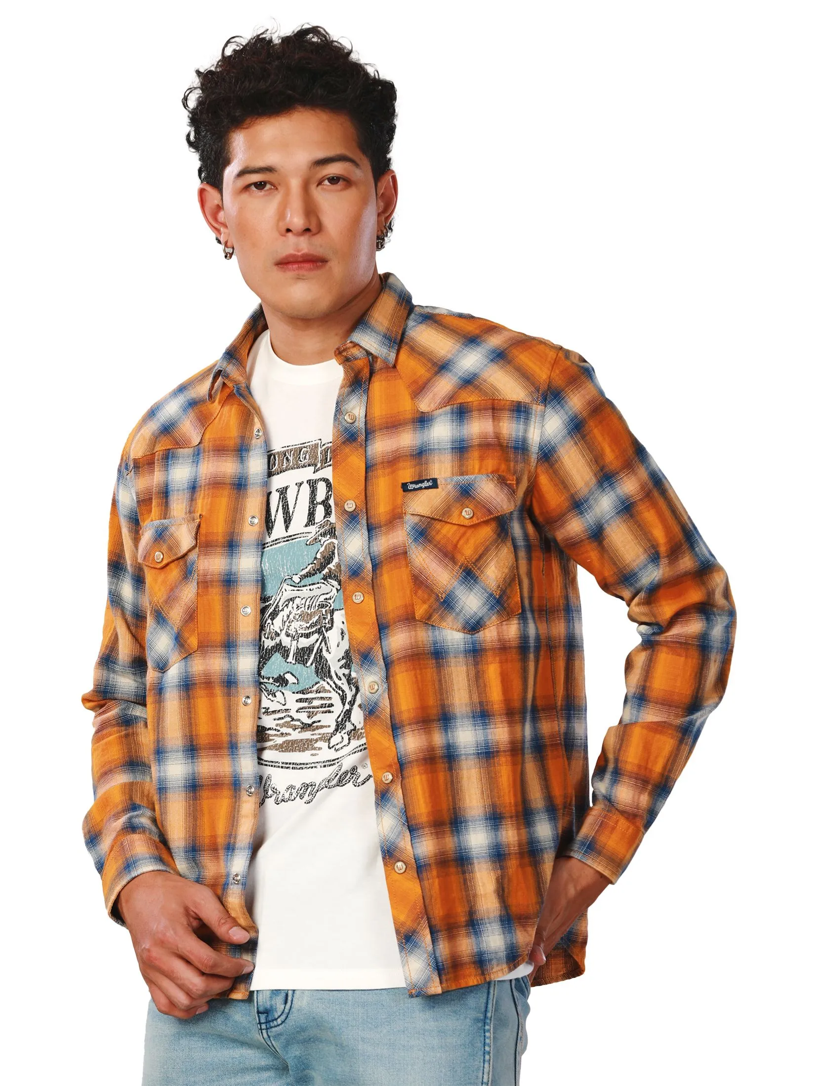 WRANGLER Men's Shirt Long Sleeve Everyday with Wrangler Collection Slim Fit Yellow WRANGLER Men's Shirt Long Sleeve Everyday with Wrangler Collection Slim Fit Yellow