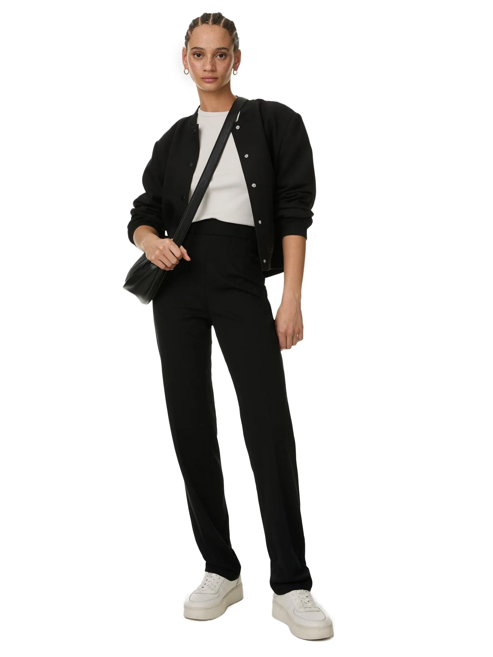 MARKS & SPENCER Women Straight Leg Trousers With Stretch Jersey MARKS & SPENCER Women Straight Leg Trousers With Stretch Jersey