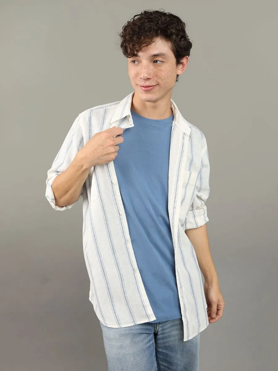 American Eagle MEN CF CSC LINEN SHIRT 106 CREAM