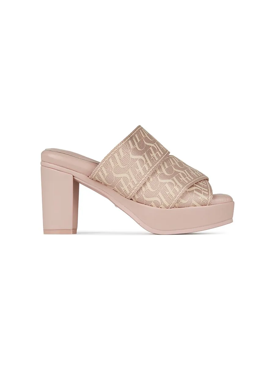 SHU WOMEN  PALETTE SOFT 3.5" SIGNET ON CANVAS HEELS - PINK SHU WOMEN  PALETTE SOFT 3.5" SIGNET ON CANVAS HEELS - PINK