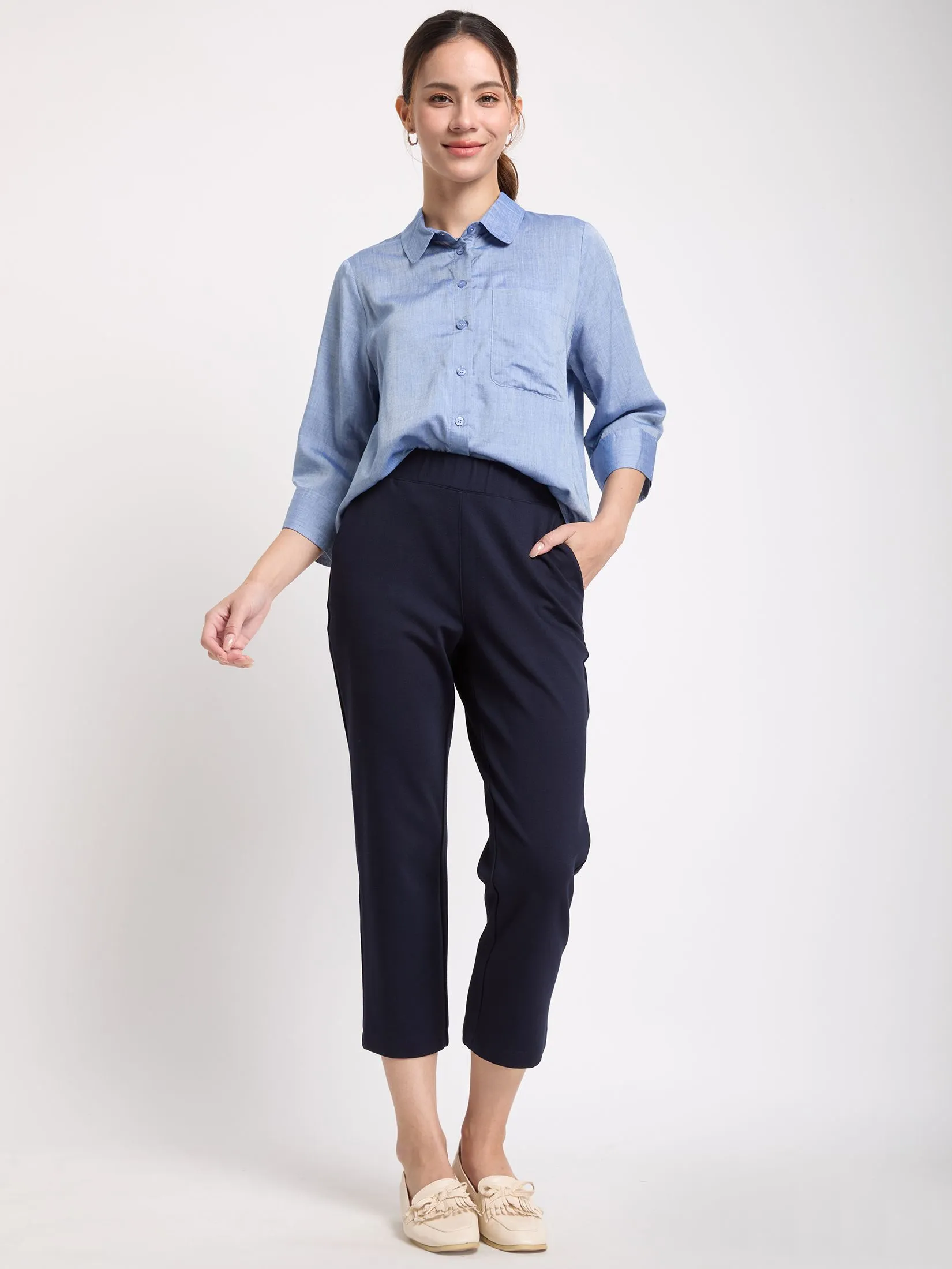 EASY PIECES Women Shirt Long Sleeves Collar Neck EASY PIECES Women Shirt Long Sleeves Collar Neck