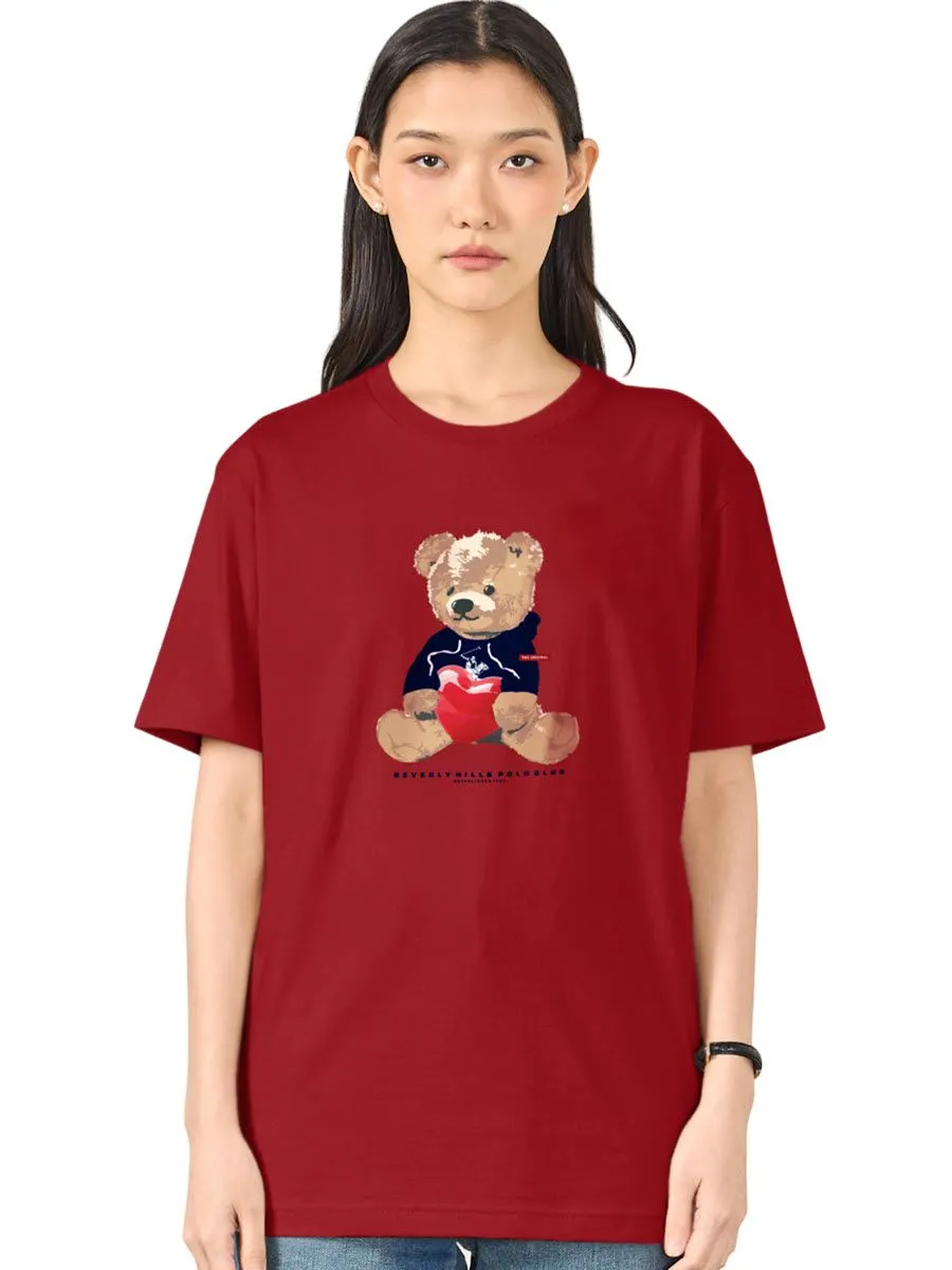 BEVERLY HILLS POLO CLUB Red Unisex T-Shirt REGULAR-FIT Model BNSR339 BEVERLY HILLS POLO CLUB Red Unisex T-Shirt REGULAR-FIT Model BNSR339