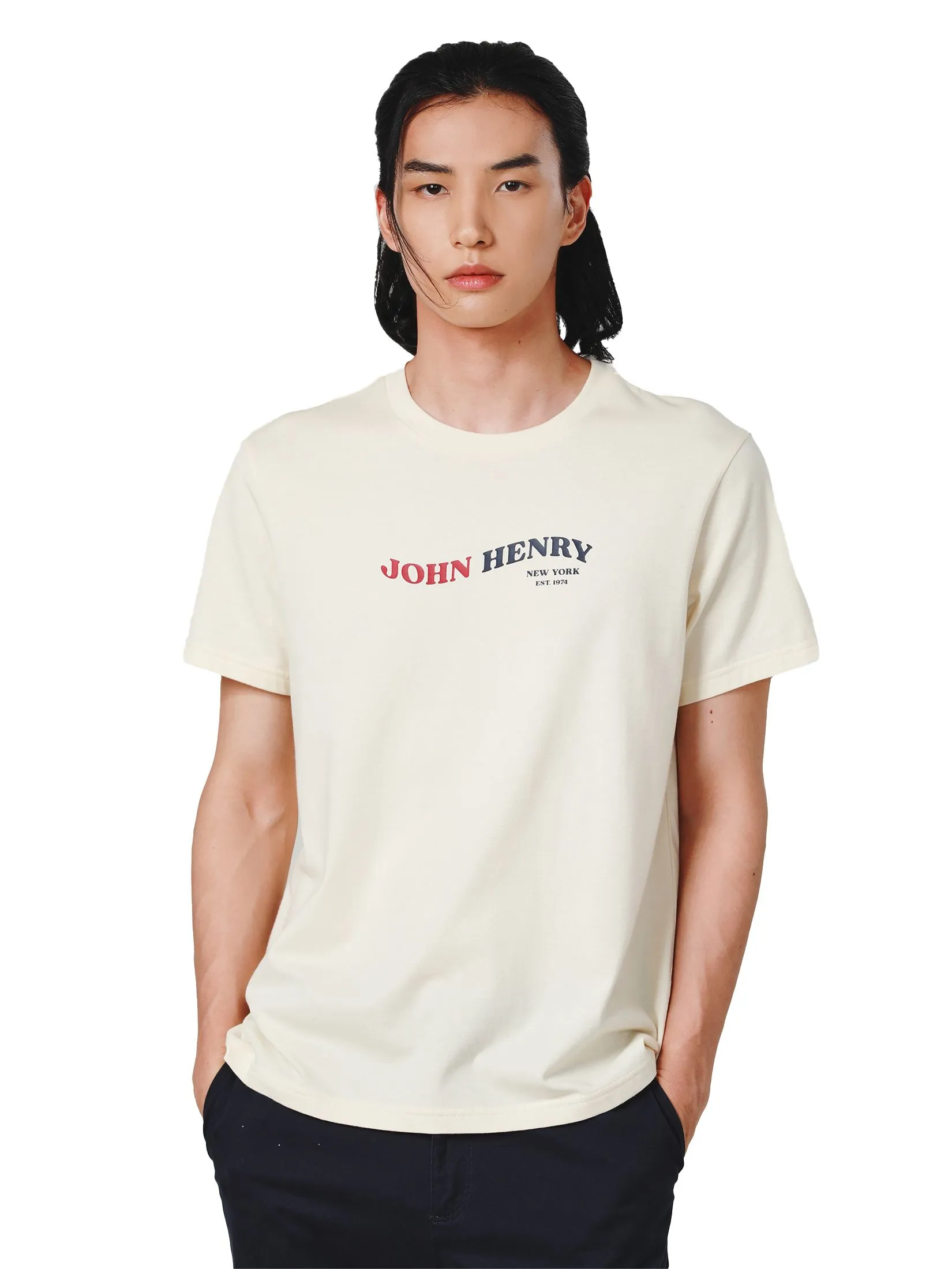 JOHN HENRY Men's T-Shirts (Slim Fit) DENIM Beige JOHN HENRY Men's T-Shirts (Slim Fit) DENIM Beige