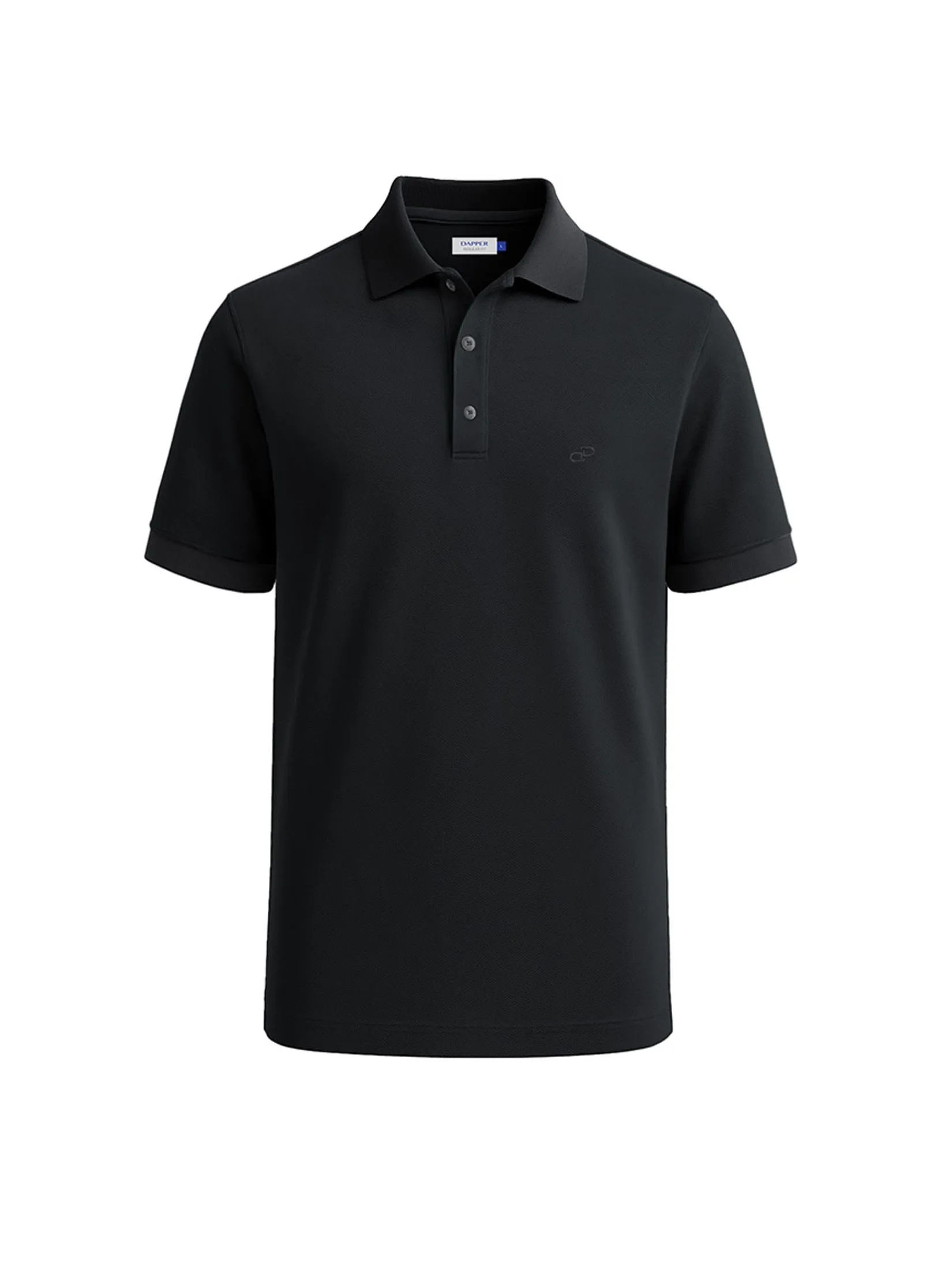 DAPPER DAPPER DP Iconic Piqué Polo Shirt Black DAPPER DAPPER DP Iconic Piqué Polo Shirt Black