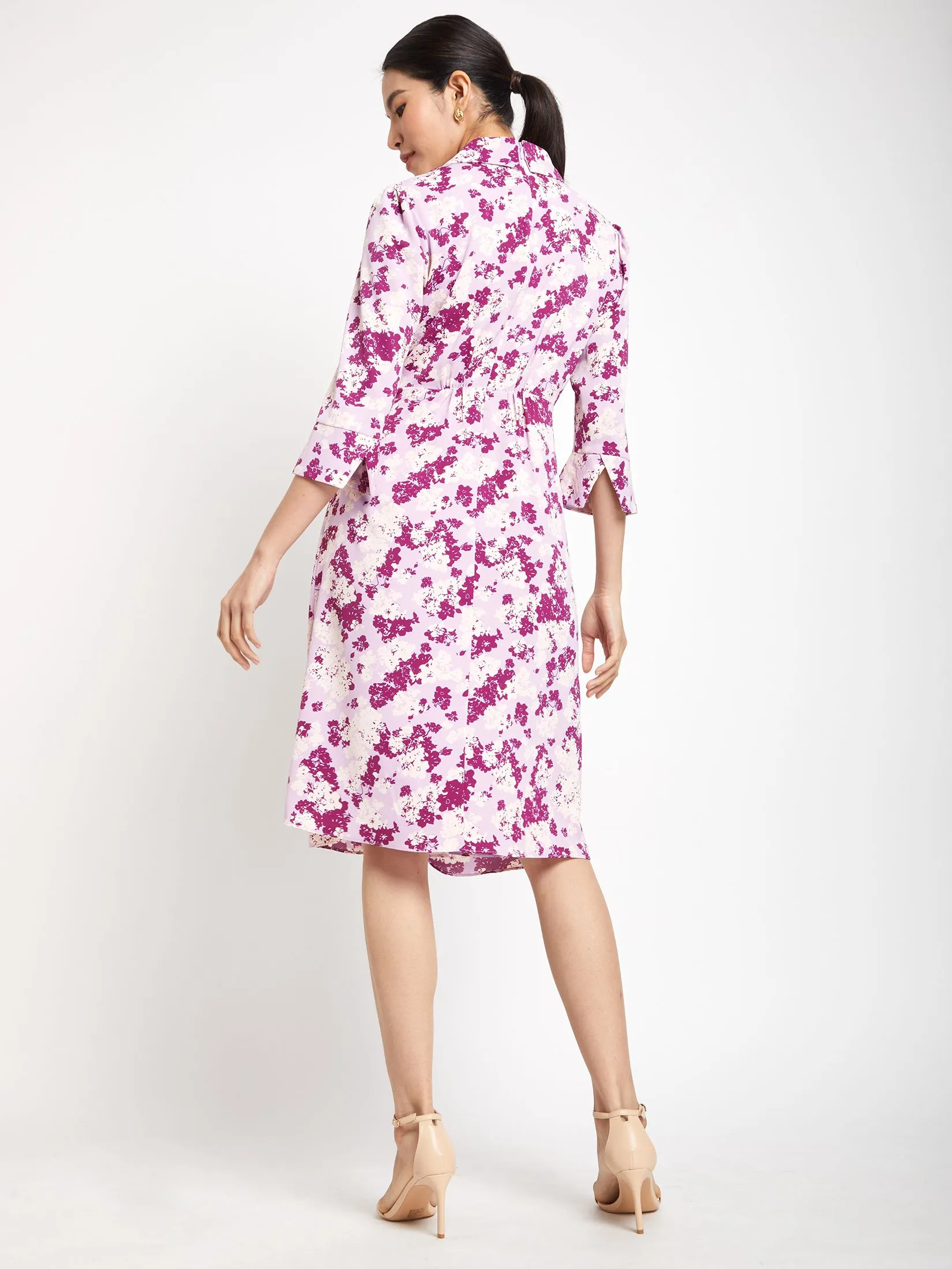 EXPRESSIONS Women Dress Collar Neck Long Sleeves Floral Print EXPRESSIONS Women Dress Collar Neck Long Sleeves Floral Print