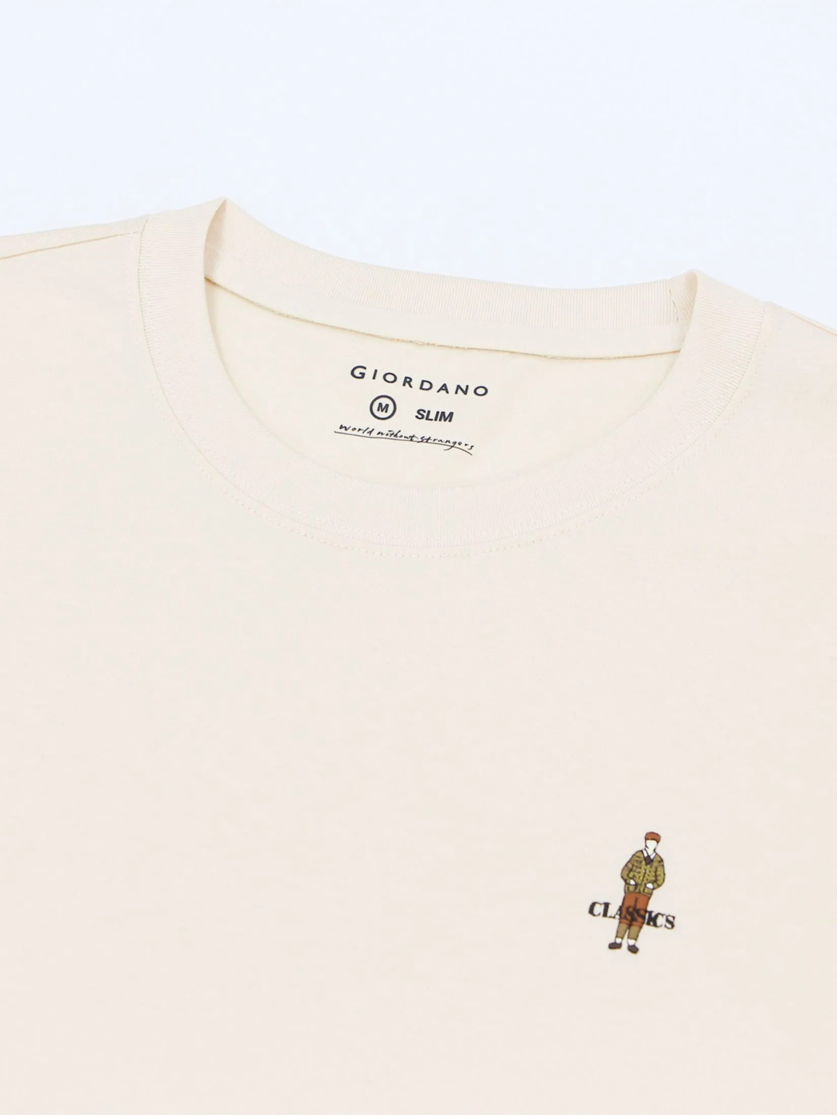 GIORDANO Men's Slim Jersey Embroidery Tee (Classic Man) Whitecap grey Yellow GIORDANO Men's Slim Jersey Embroidery Tee (Classic Man) Whitecap grey Yellow