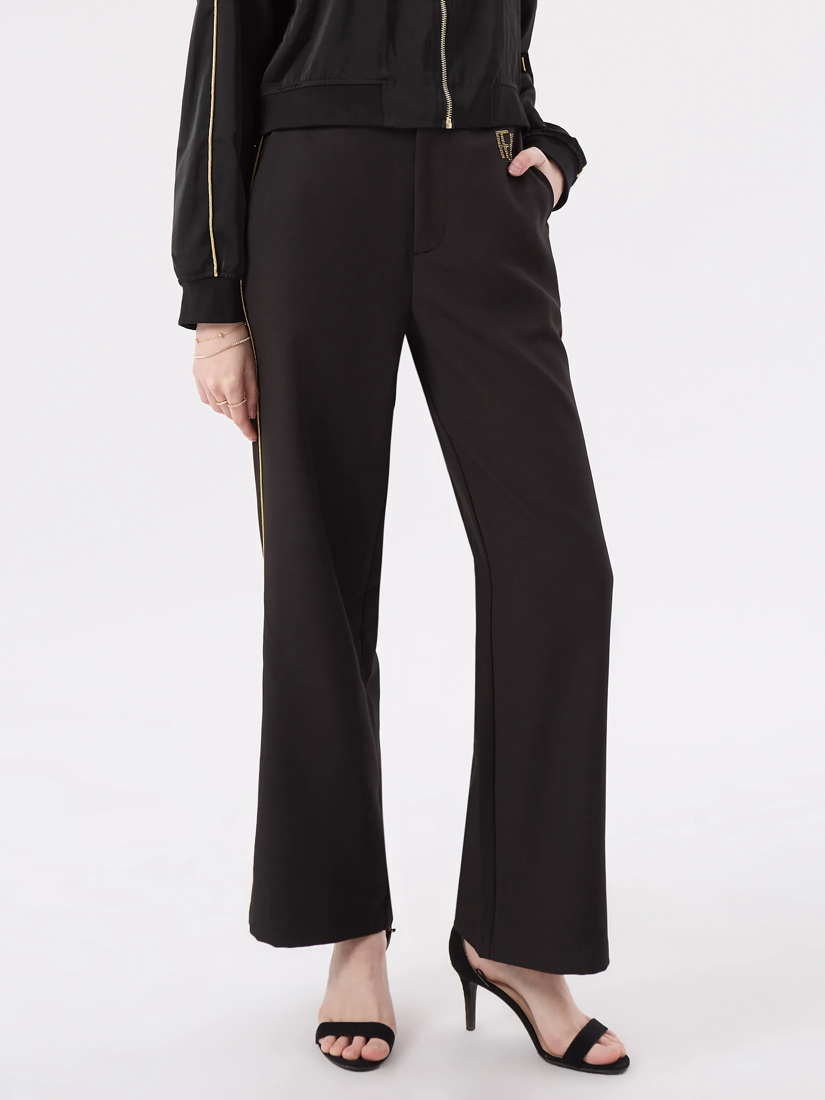F-FASHION Wide-Leg Trousers Women Black F-FASHION Wide-Leg Trousers Women Black