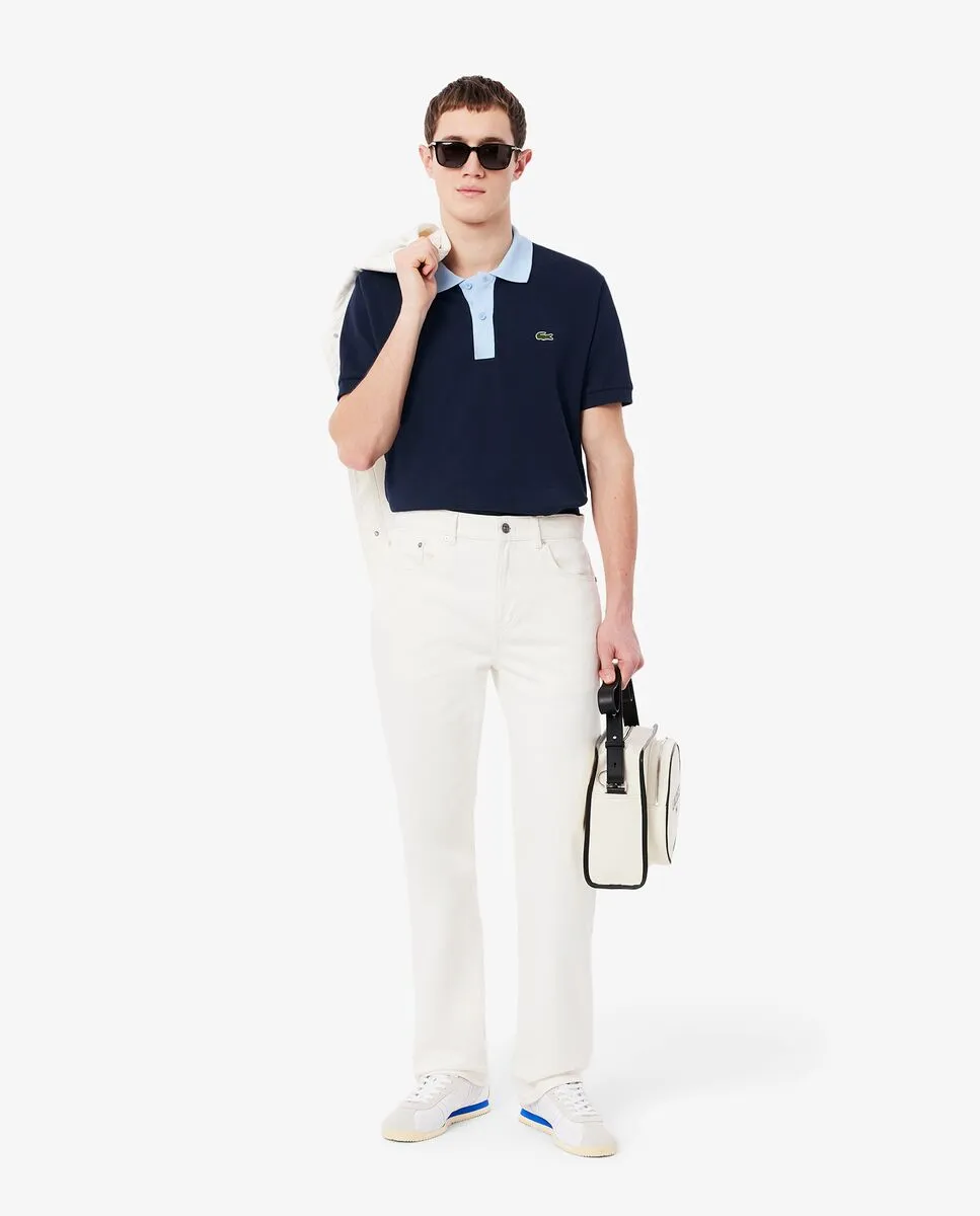 LACOSTE Classic Fit Contrast Collar L.12.12 Polo Shirt Blue LACOSTE Classic Fit Contrast Collar L.12.12 Polo Shirt Blue
