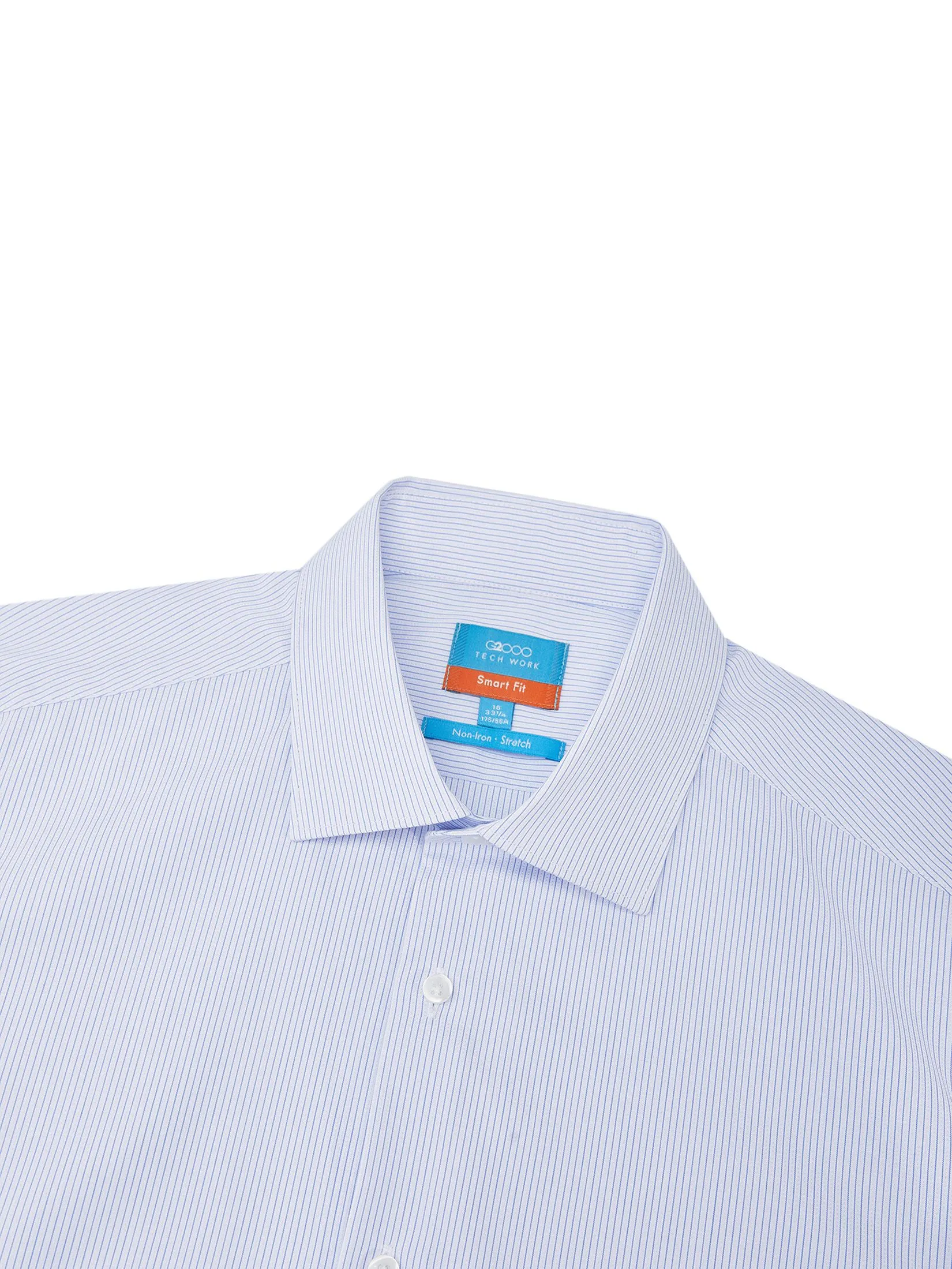G2000 Men Clothing Non-Iron Cotton Blend Short Stripe Shirt  Smart Fit - Blue G2000 Men Clothing Non-Iron Cotton Blend Short Stripe Shirt  Smart Fit - Blue
