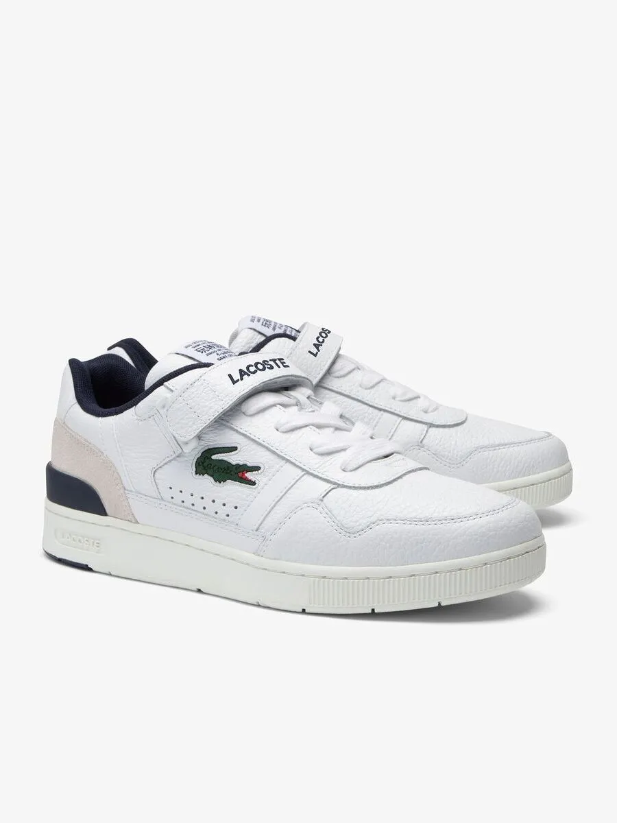 LACOSTE White Women’s T-Clip Velcro Contrasted Collar Leather Trainers LACOSTE White Women’s T-Clip Velcro Contrasted Collar Leather Trainers
