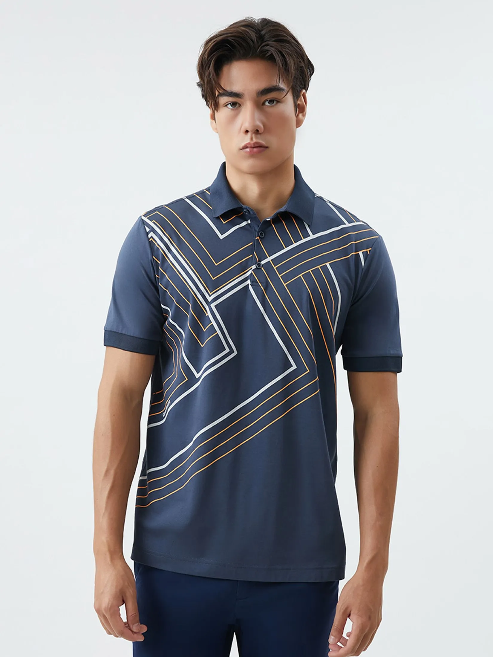 DAPPER DAPPER Geometric Motif Print Polo Shirt Multicolor DAPPER DAPPER Geometric Motif Print Polo Shirt Multicolor