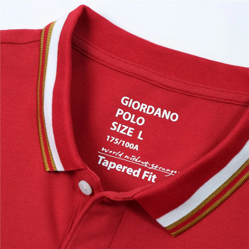 GIORDANO Red Men's Solid Polo GIORDANO Red Men's Solid Polo