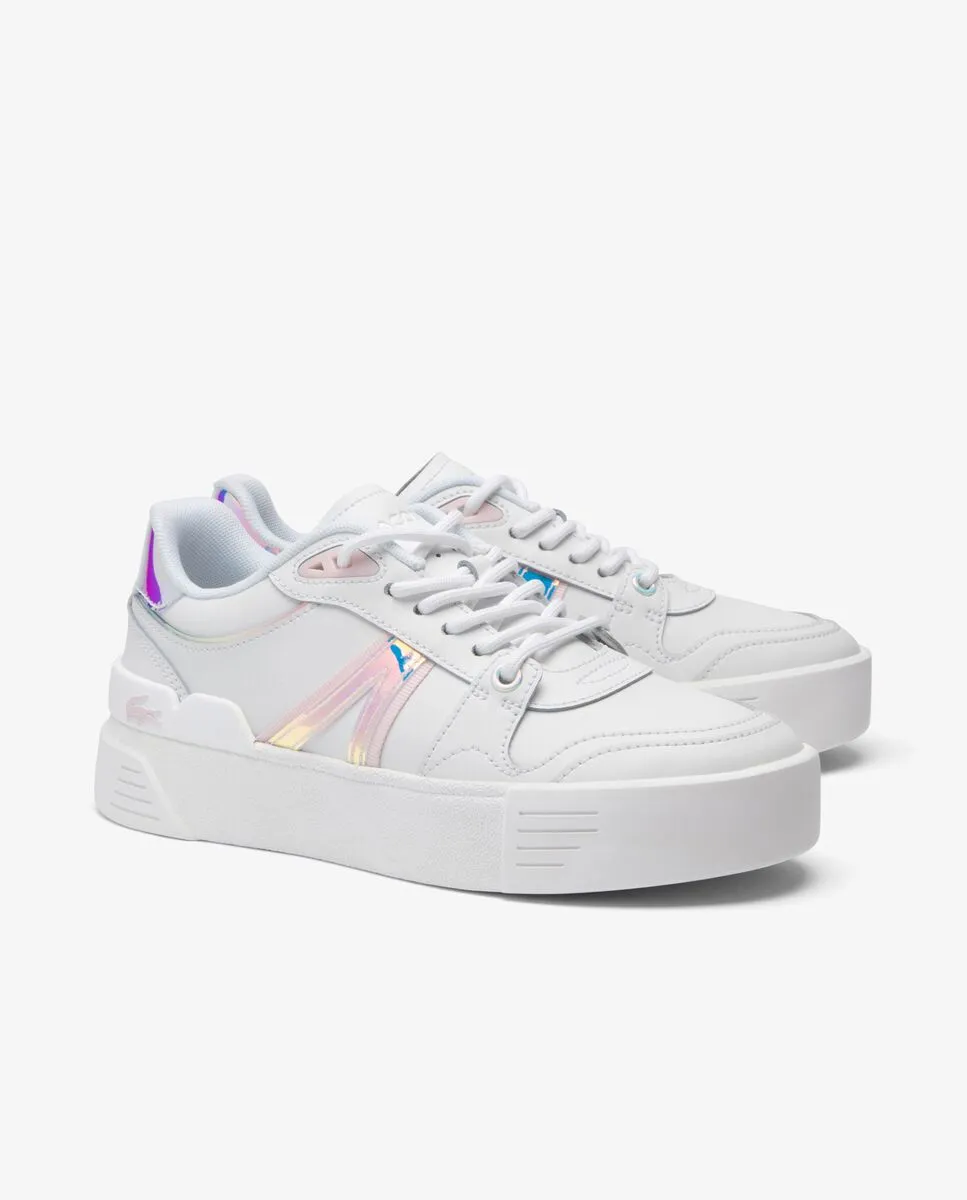 LACOSTE White Women’s L002 Evo Holographic Leather Trainers LACOSTE White Women’s L002 Evo Holographic Leather Trainers