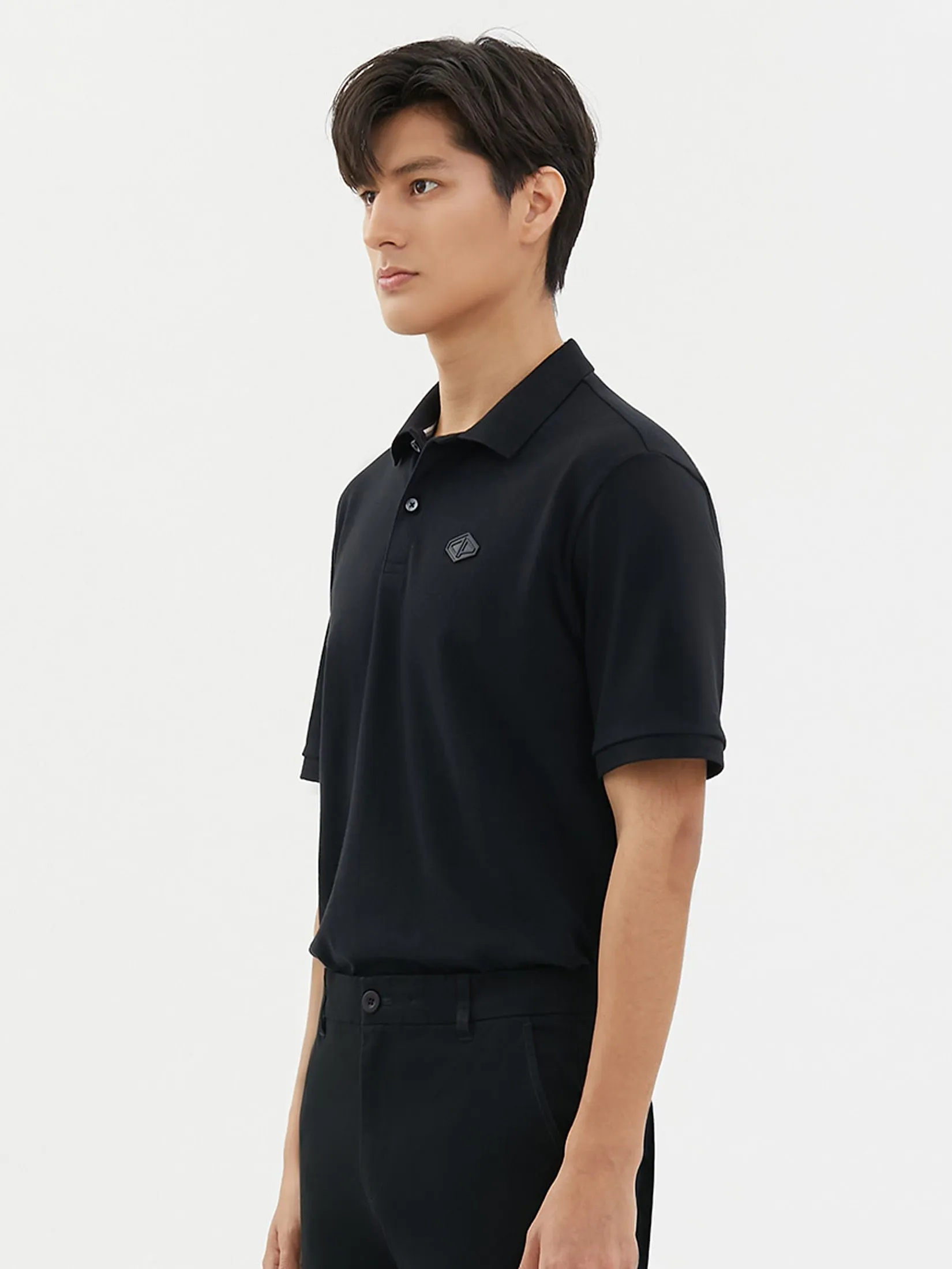 DAPPER DAPPER DP Patch Polo Shirt Black DAPPER DAPPER DP Patch Polo Shirt Black