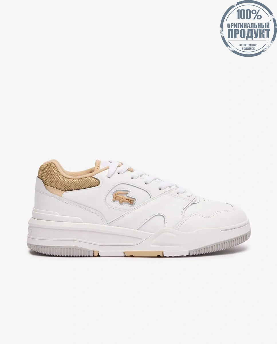 LACOSTE Women’s Lineshot Contrasted Collar Leather Trainers White LACOSTE Women’s Lineshot Contrasted Collar Leather Trainers White