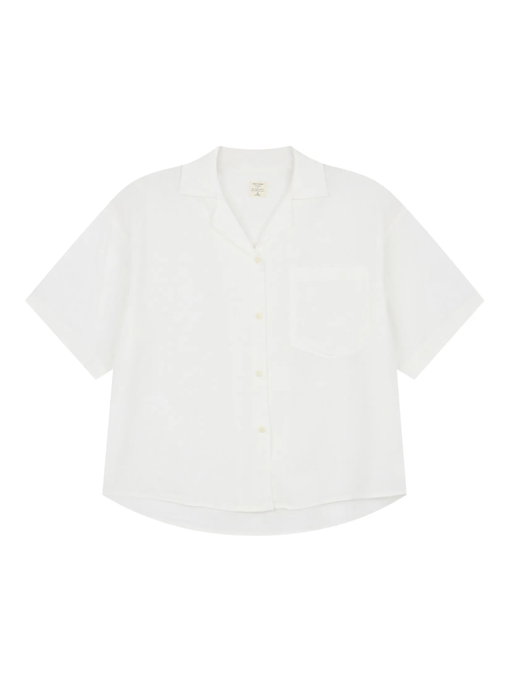 GIORDANO Women's Loose Linen Shirt Signature White GIORDANO Women's Loose Linen Shirt Signature White
