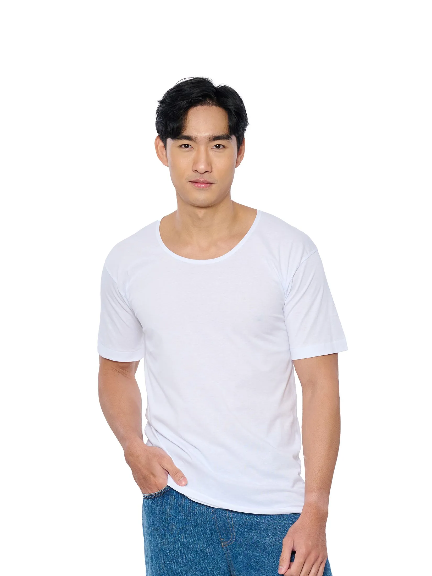 DOUBLE GOOSE White classic wide neck T-shirt Pack 3 pcs.. DOUBLE GOOSE White classic wide neck T-shirt Pack 3 pcs..