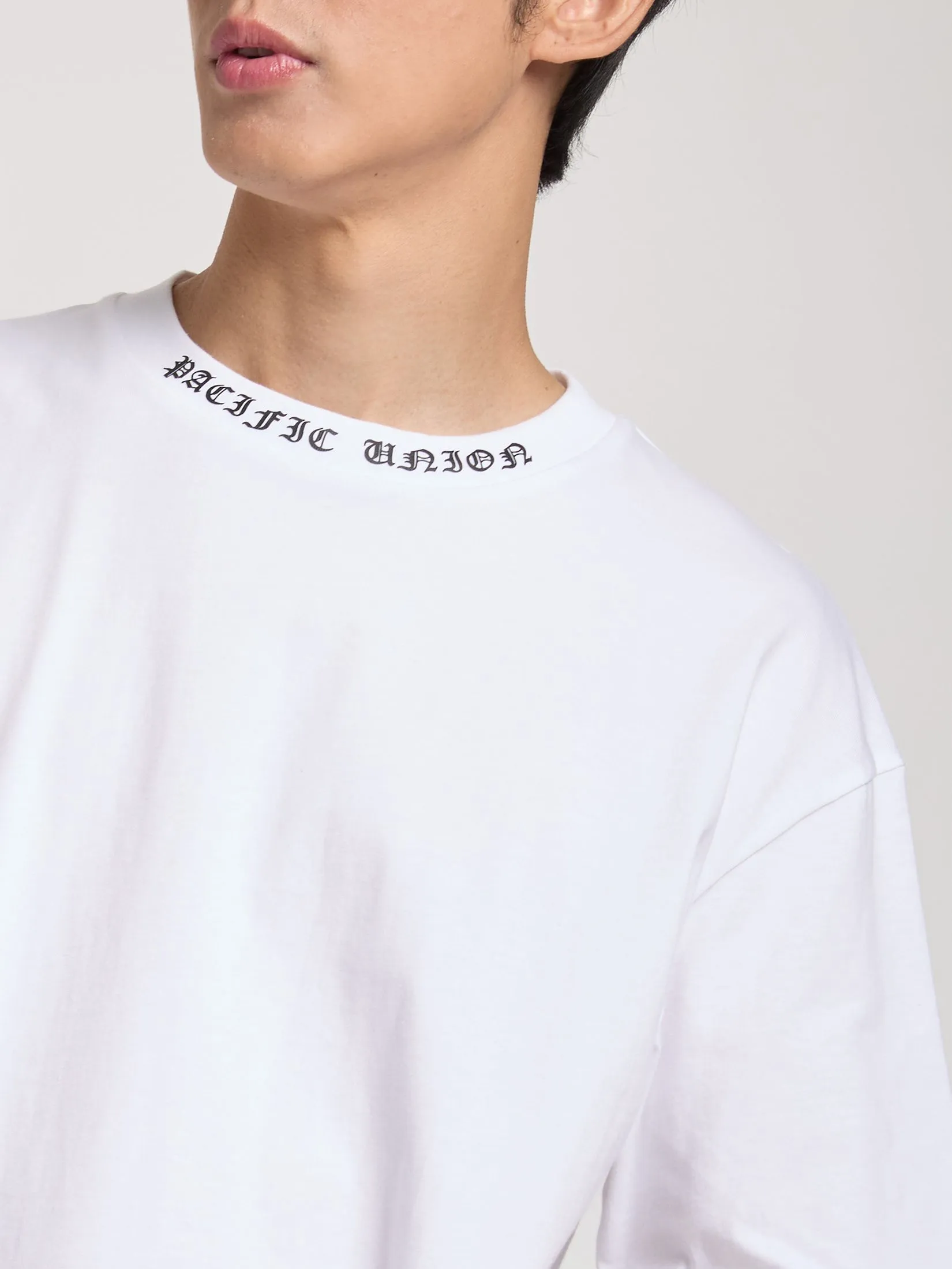 PACIFIC UNION Men T-Shirt Oversized Logo Rib Printed PACIFIC UNION Men T-Shirt Oversized Logo Rib Printed