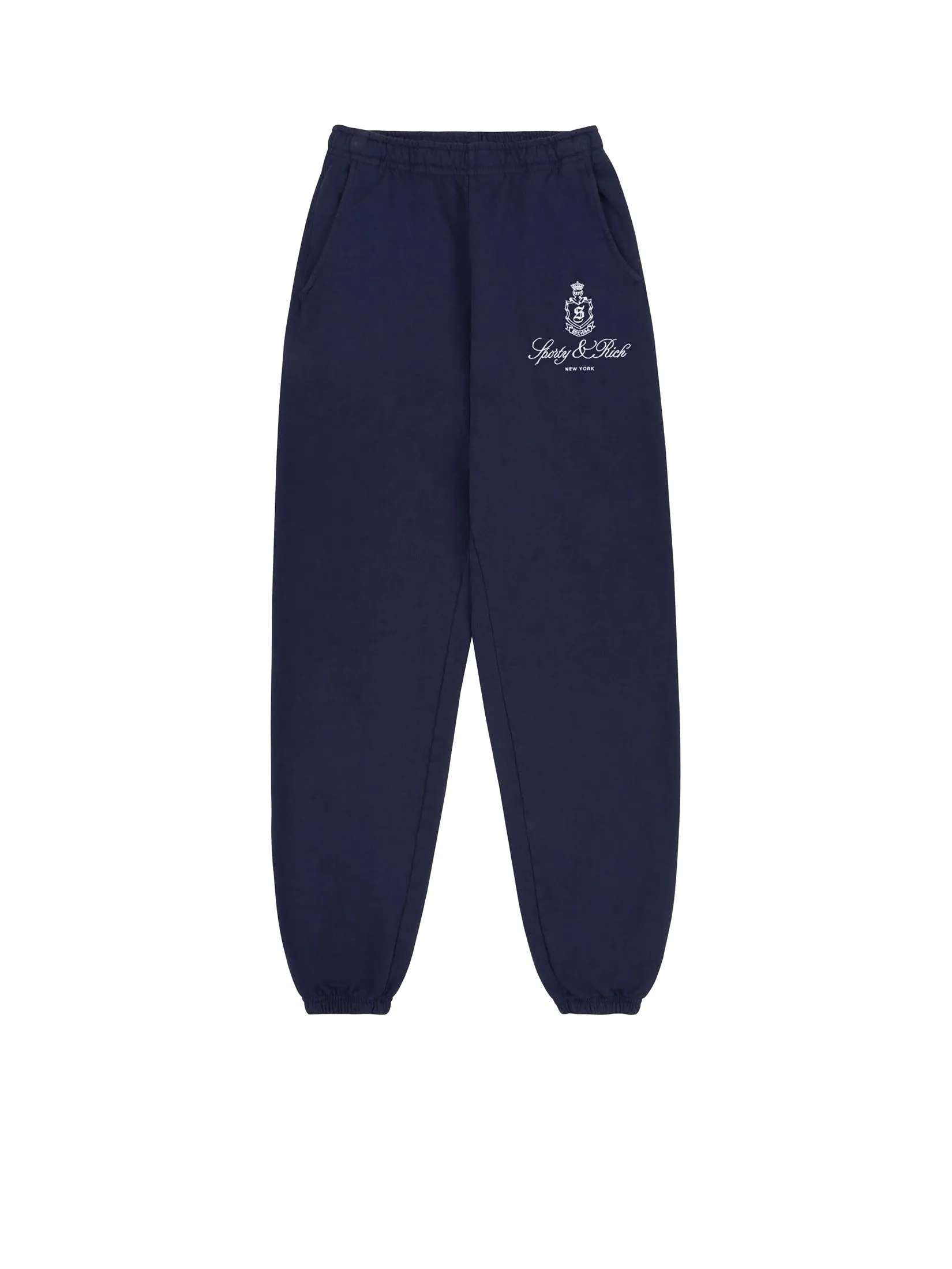 SPORTY & RICH Unisex Sweatpant Vendome Embroidered - Navy/White SPORTY & RICH Unisex Sweatpant Vendome Embroidered - Navy/White