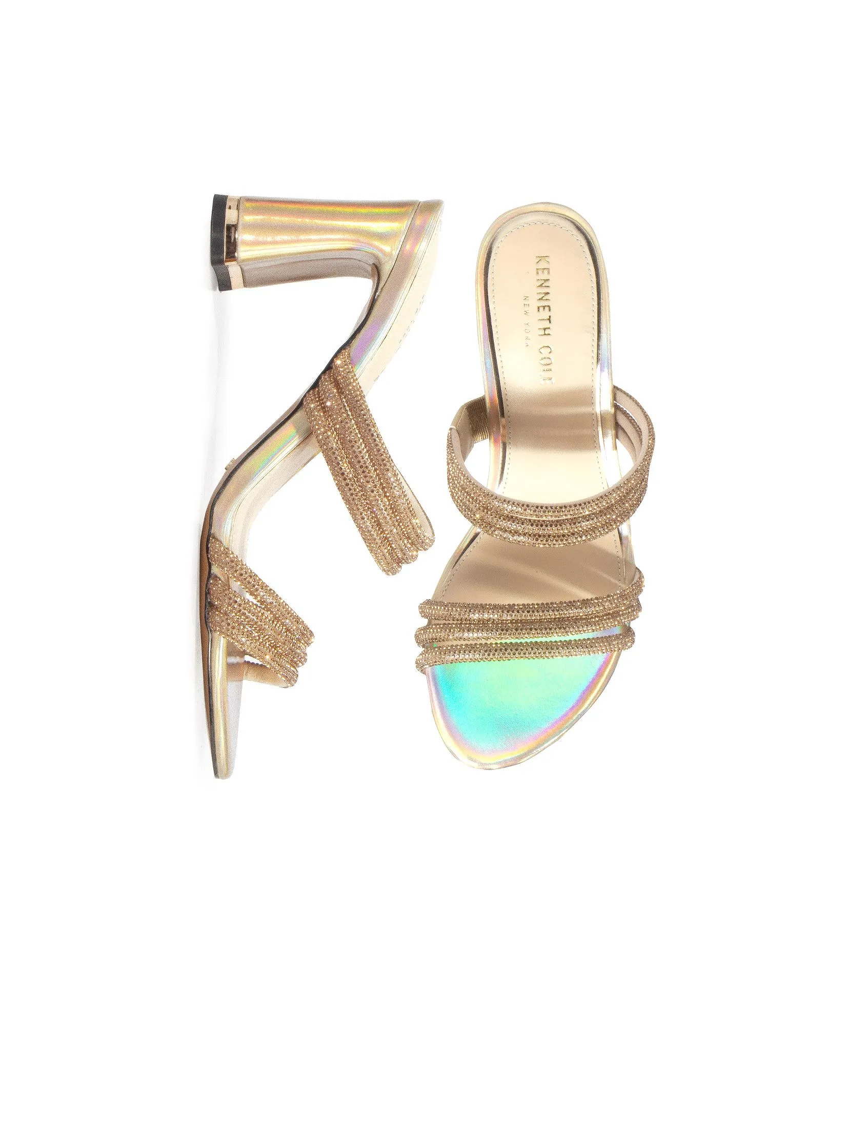 KENNETH COLE WOMEN HEELS AMELIA FLARE JEWEL / GOLD
