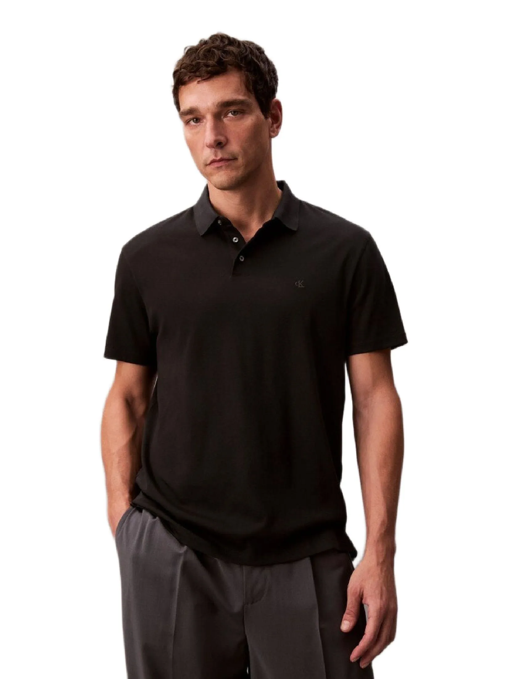 CALVIN KLEIN Men's Pima Cotton Polo Shirt Black CALVIN KLEIN Men's Pima Cotton Polo Shirt Black