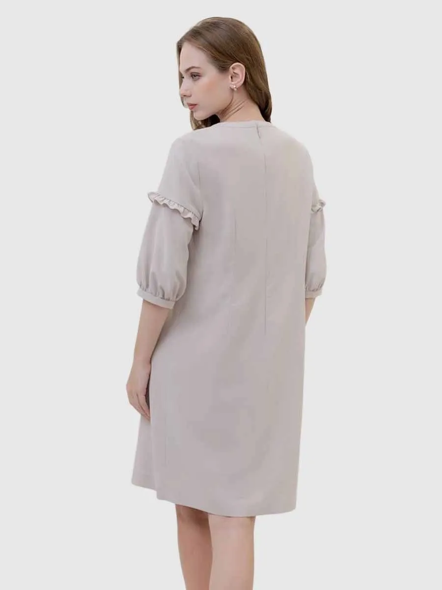 VERONIQA Women Dress Chiffon Dobby Beige VERONIQA Women Dress Chiffon Dobby Beige