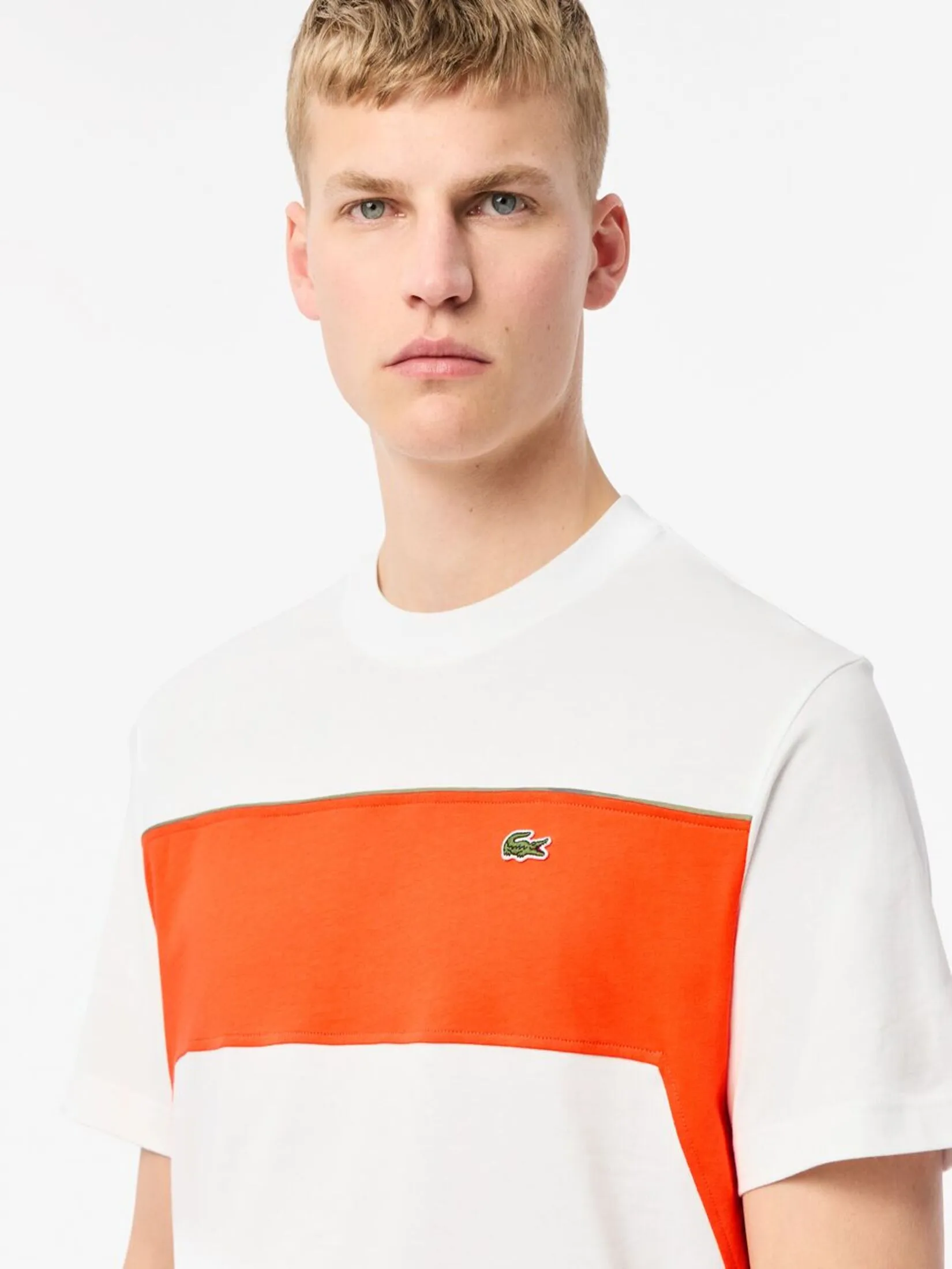 LACOSTE Cotton Colour-Block T-shirt White LACOSTE Cotton Colour-Block T-shirt White