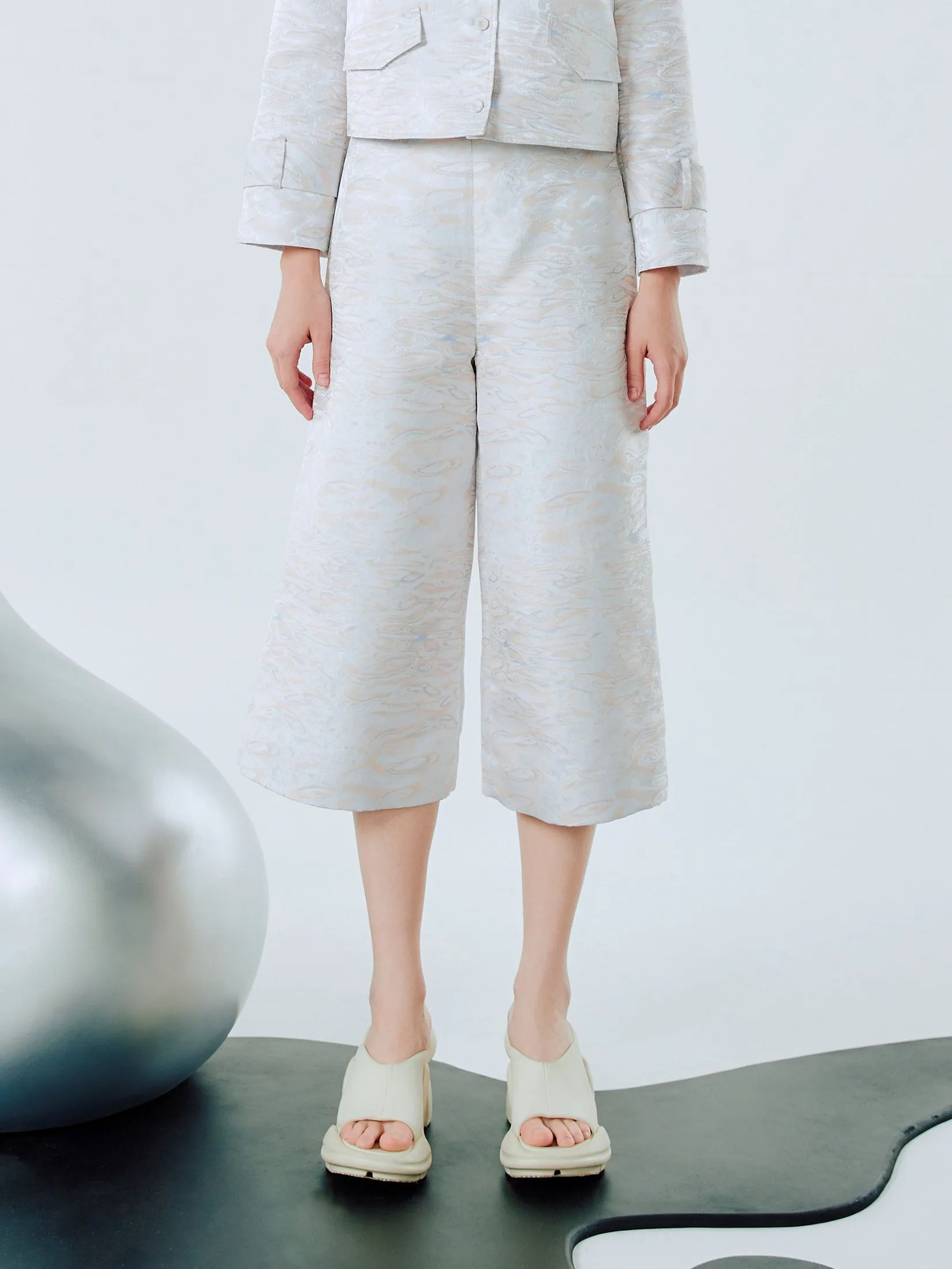 Shaka Woman Pants Jacquard Culottes Grey Shaka Woman Pants Jacquard Culottes Grey