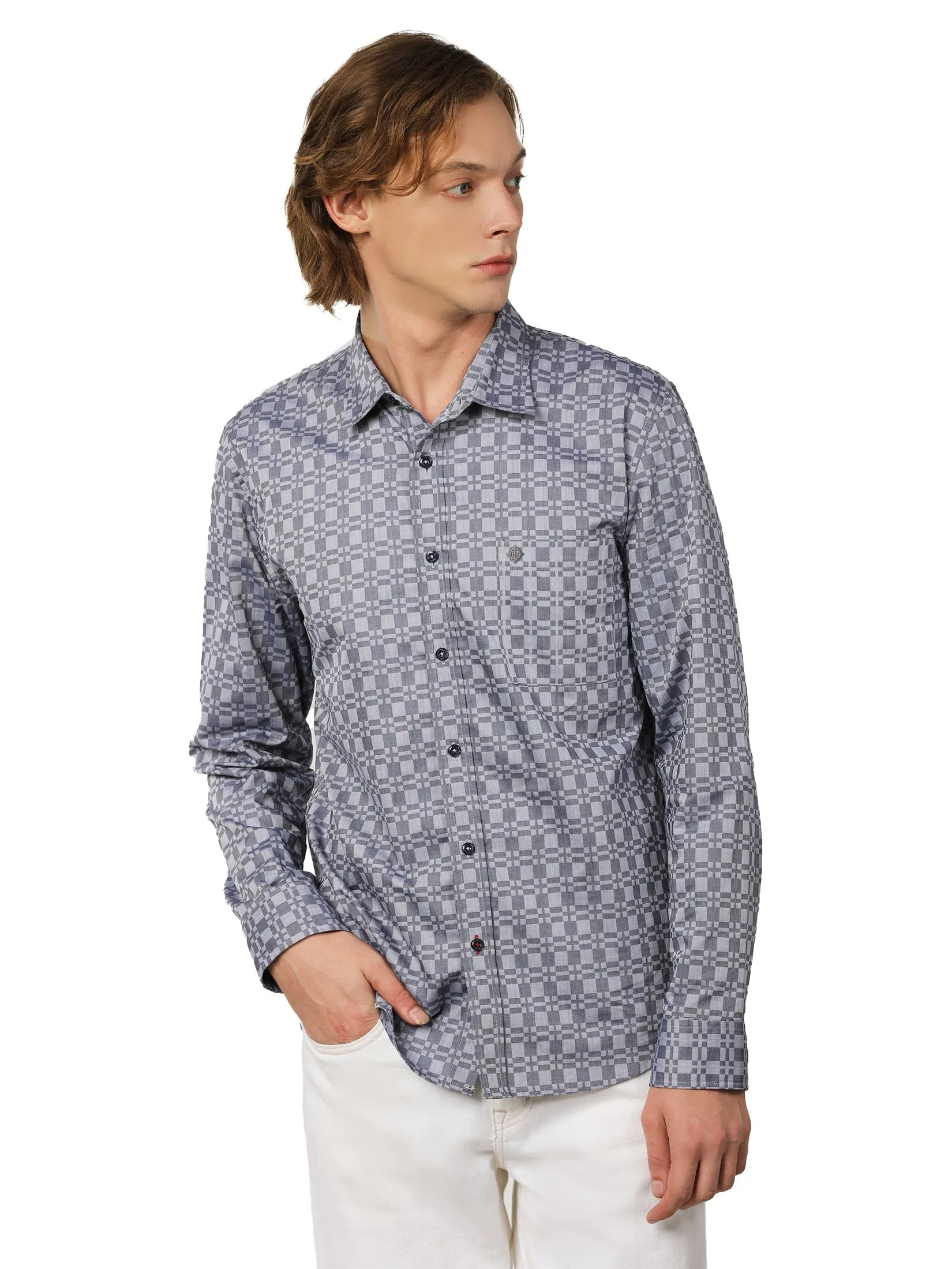 JOHN HENRY Men's Long Sleeves Shirts (Slim Fit) ICONIC AF Grey JOHN HENRY Men's Long Sleeves Shirts (Slim Fit) ICONIC AF Grey