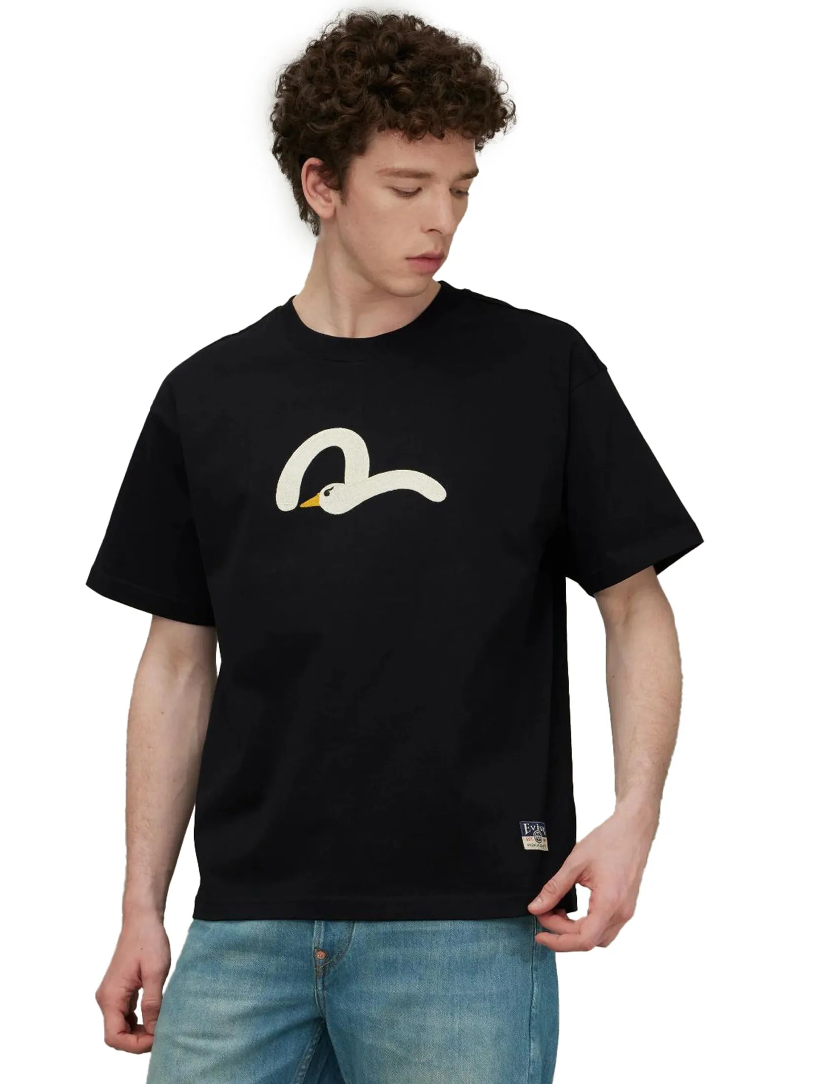 EVISU Men T-Shirt Playful Seagull Embroidery Relax Fit EVISU Men T-Shirt Playful Seagull Embroidery Relax Fit