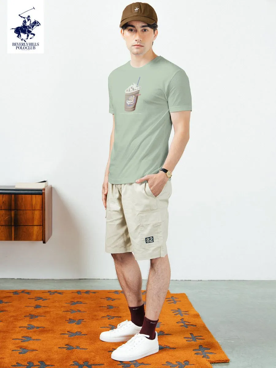 BEVERLY HILLS POLO CLUB Green Unisex T-Shirt REGULAR-FIT Model BNSR362