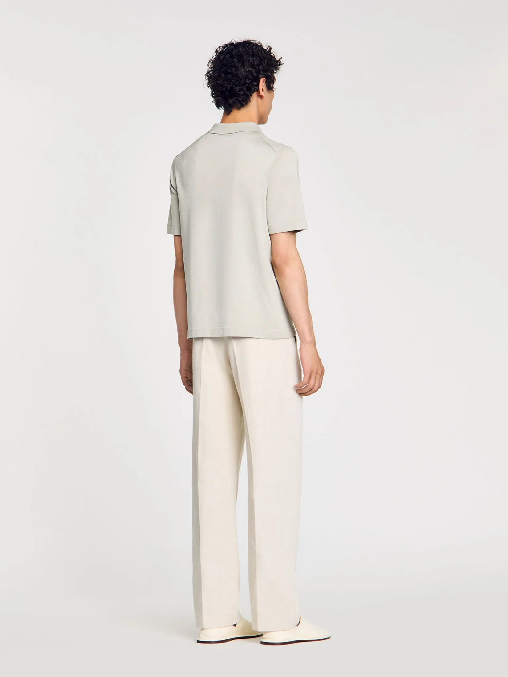 SANDRO Knitted Polo Shirt With Zip Collar SANDRO Knitted Polo Shirt With Zip Collar